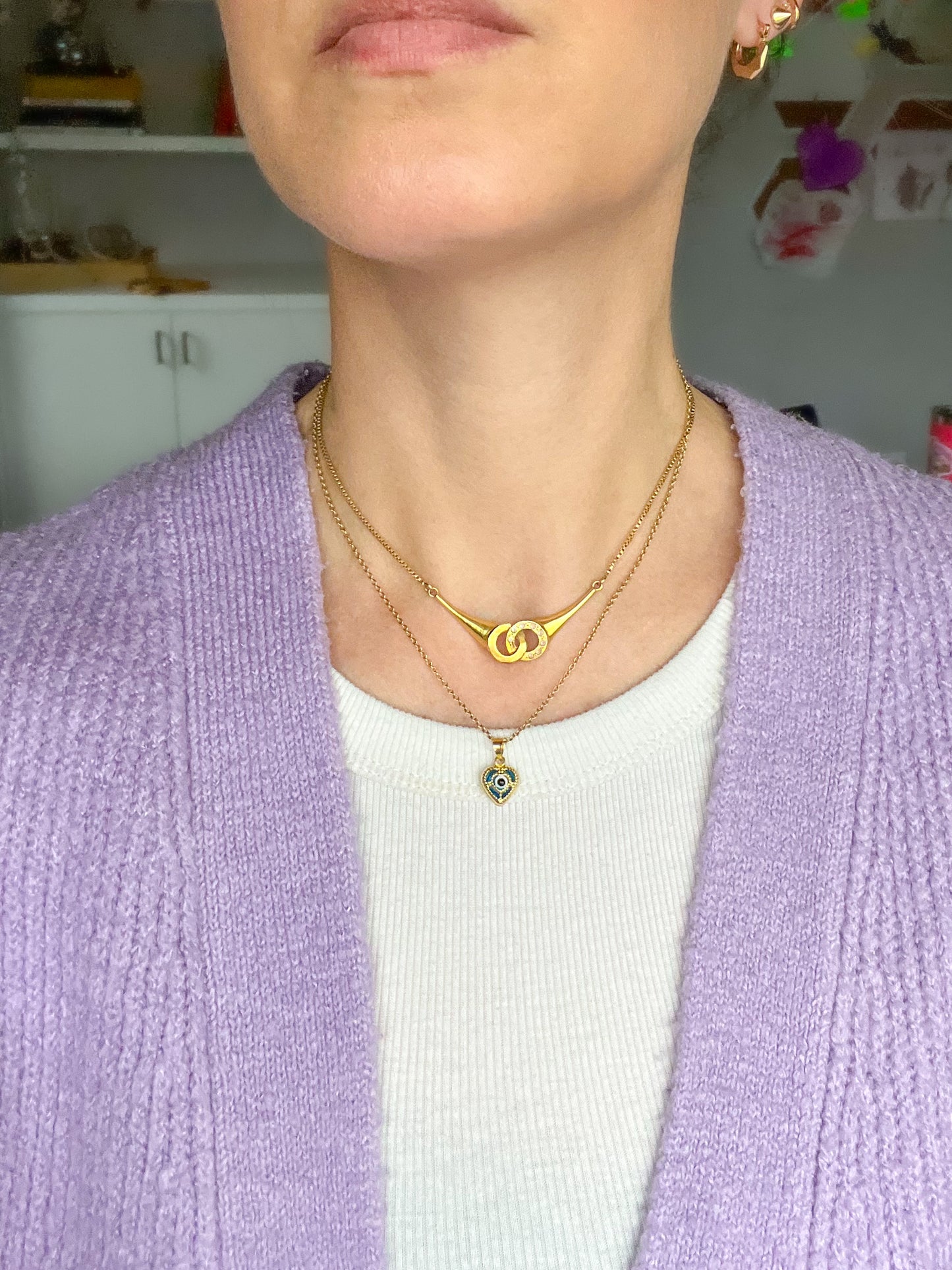 Heart Evil Eye 14k Yellow Gold Charm