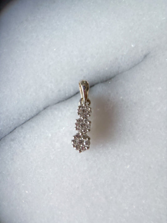 Vintage Natural Diamond Drop 14k White Gold Charm