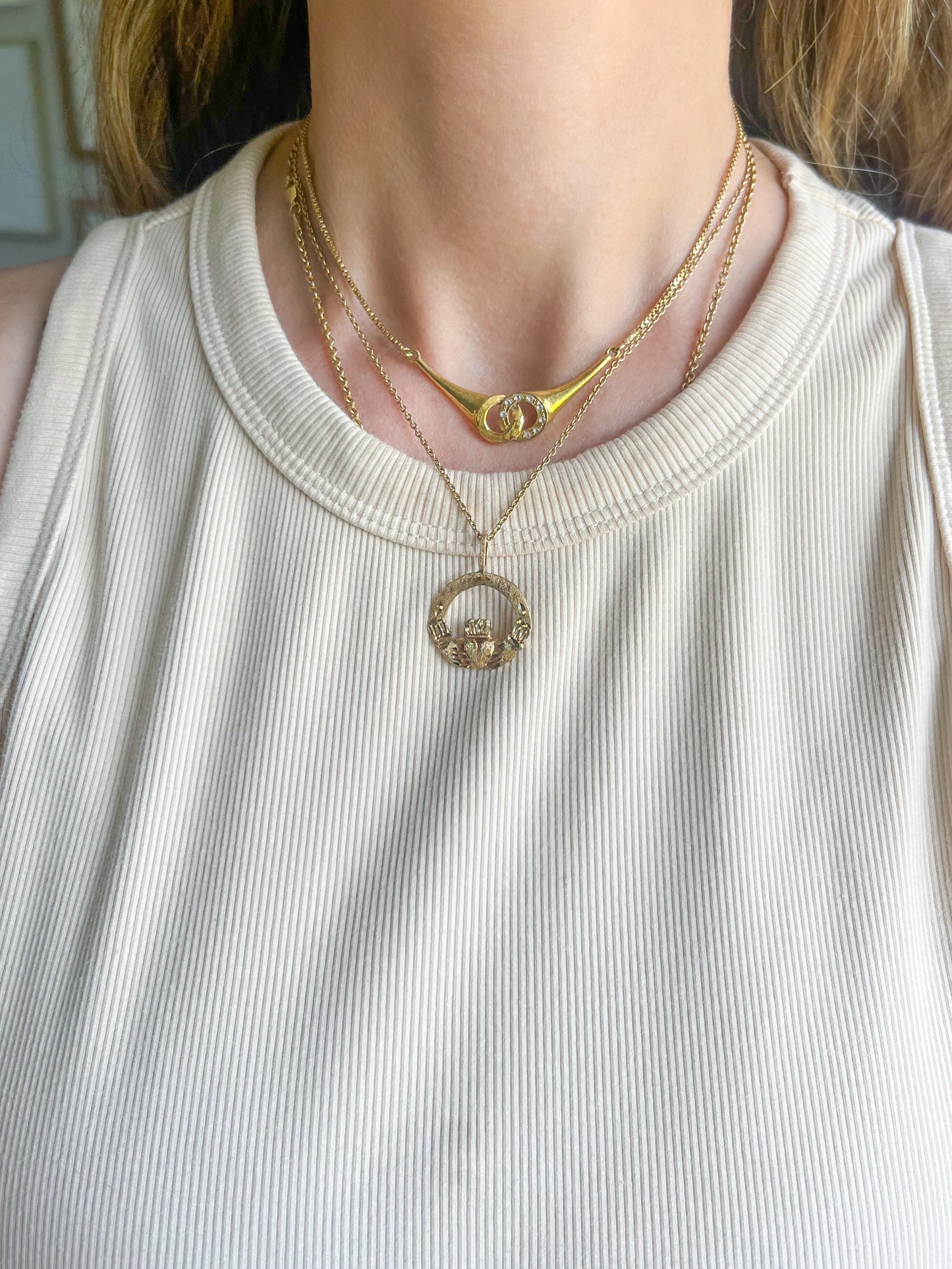 Vintage Claddagh Irish Heart Charm 14k Yellow Gold