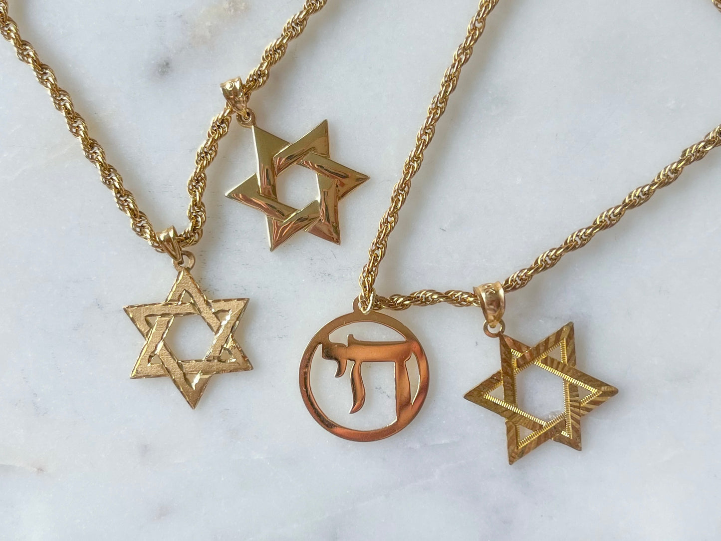 14k Yellow Gold Star of David Charm