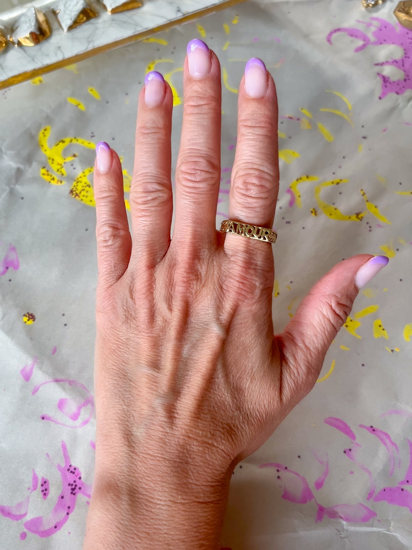 Vintage "Amour" 14k Yellow Gold Ring