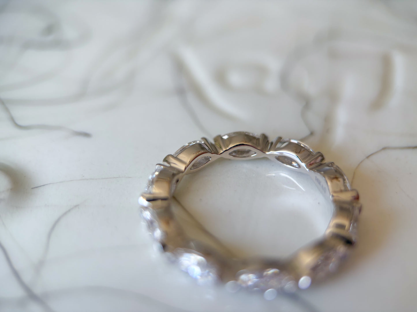 Lab Grown Diamond 14k White Gold Marquise 1 Carat Eternity Band