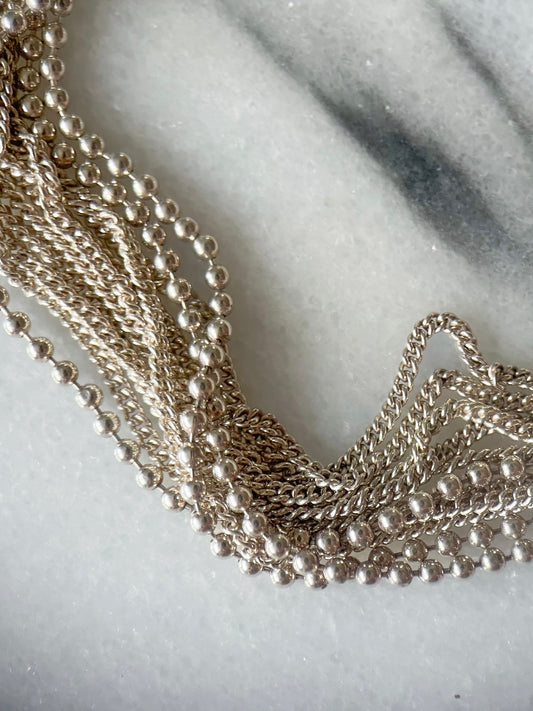 Vintage Sterling Silver Multiple Chain 7 Inch Bracelet, circa 1990s