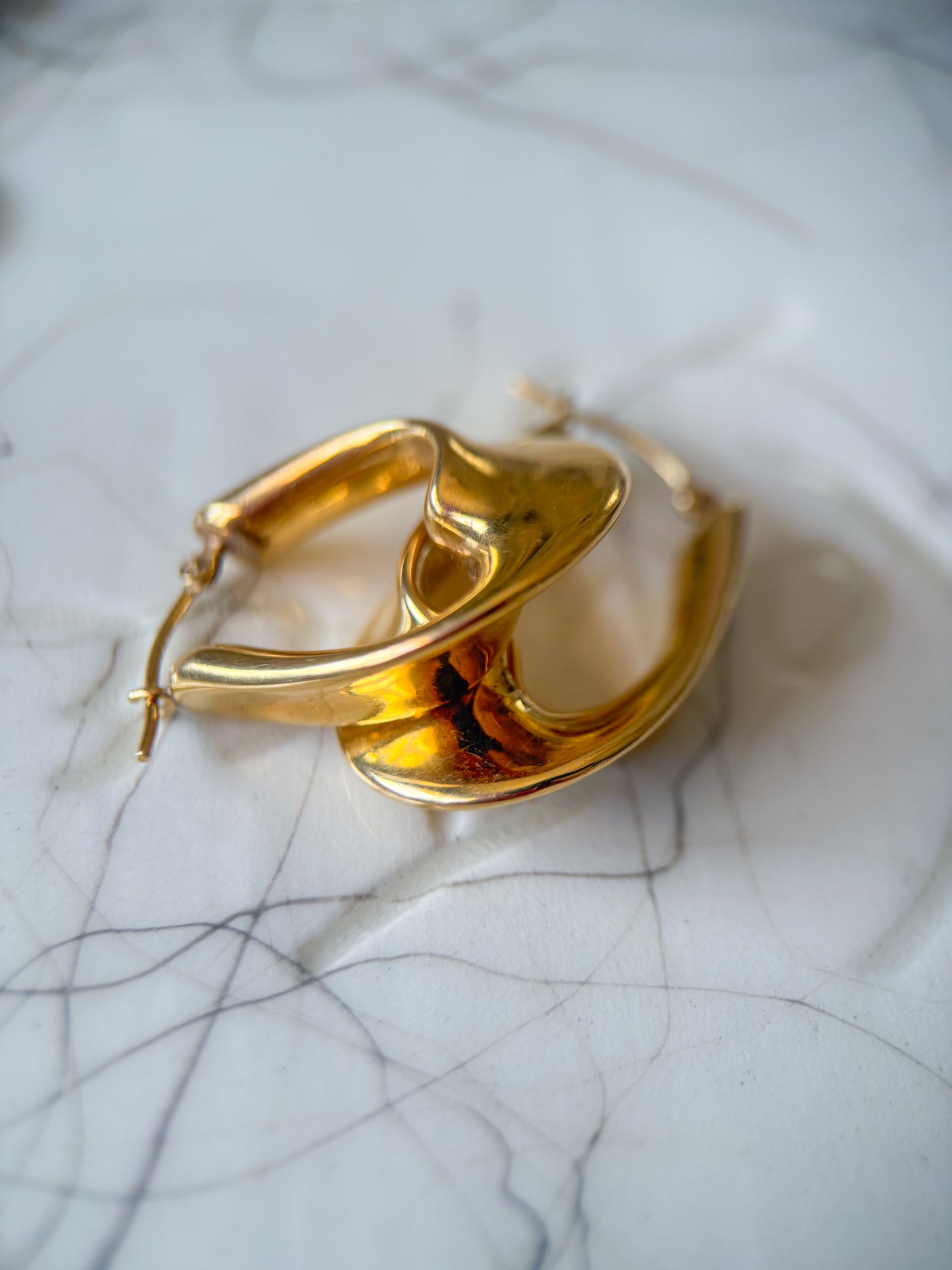 Vintage 14k Yellow Gold Twisted Hoop Earrings