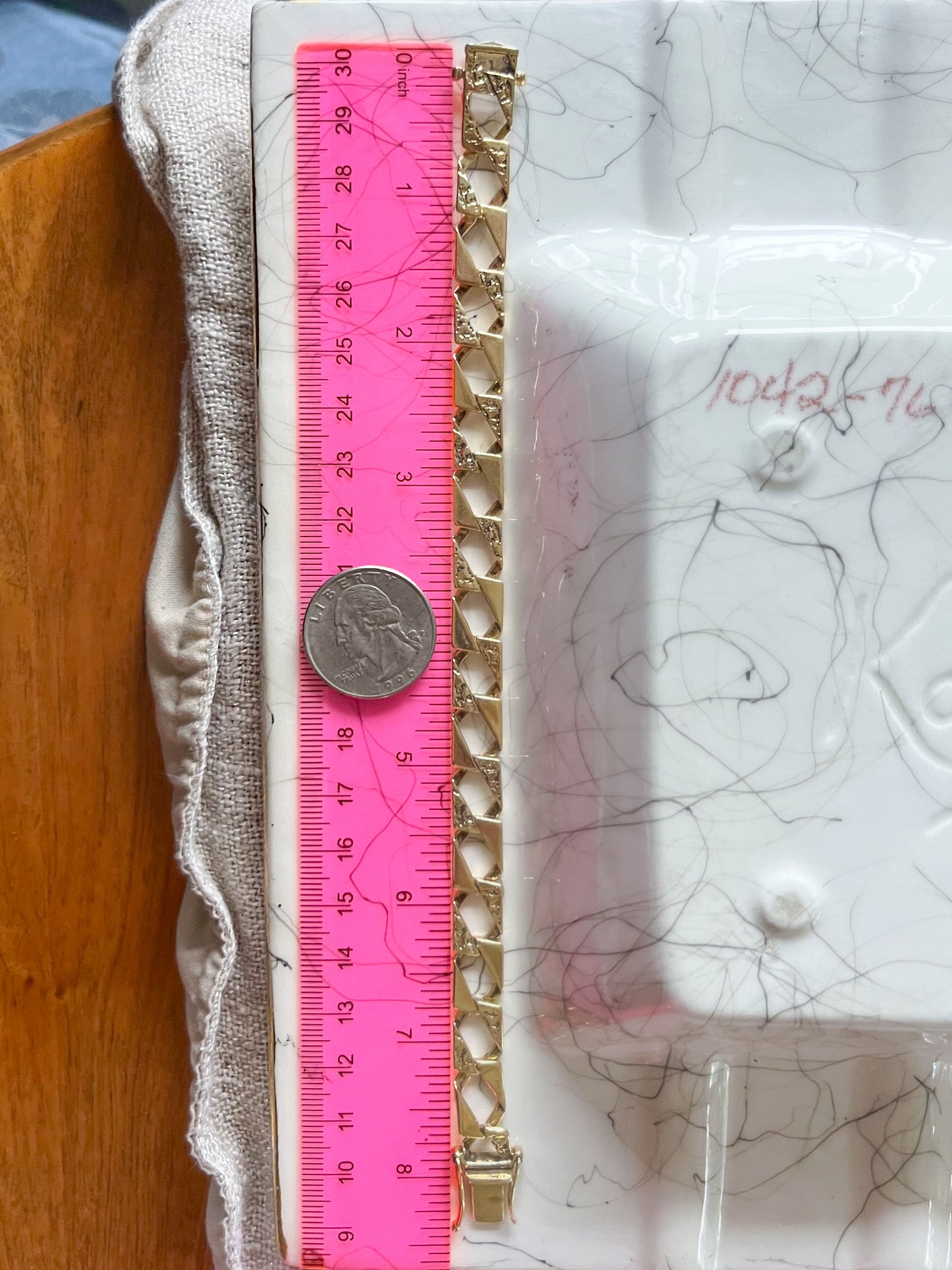 Vintage Nugget Curb Link 14k Yellow Gold 8 Inch Bracelet