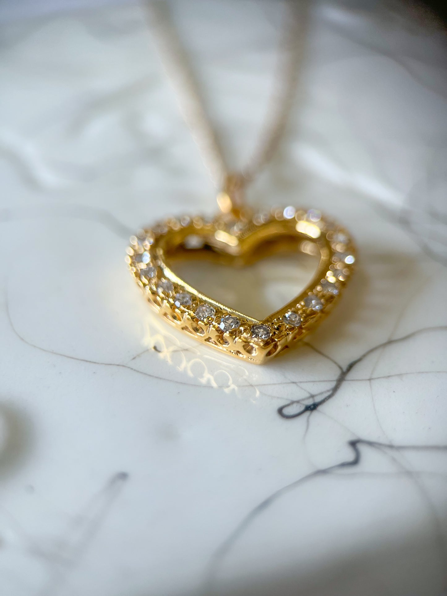 Vintage Natural Diamond Open Heart Charm
