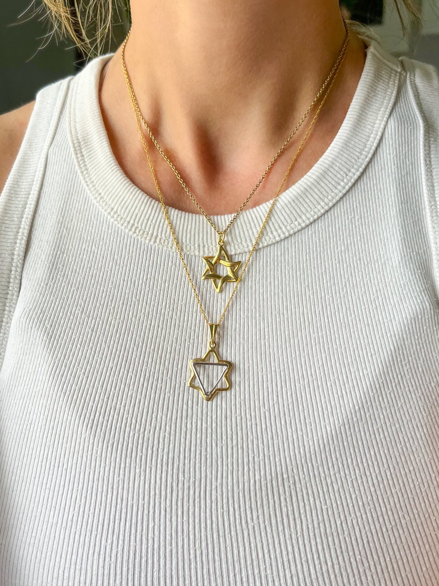 Vintage 14k Two Toned Yellow and White Gold Star of David Charm