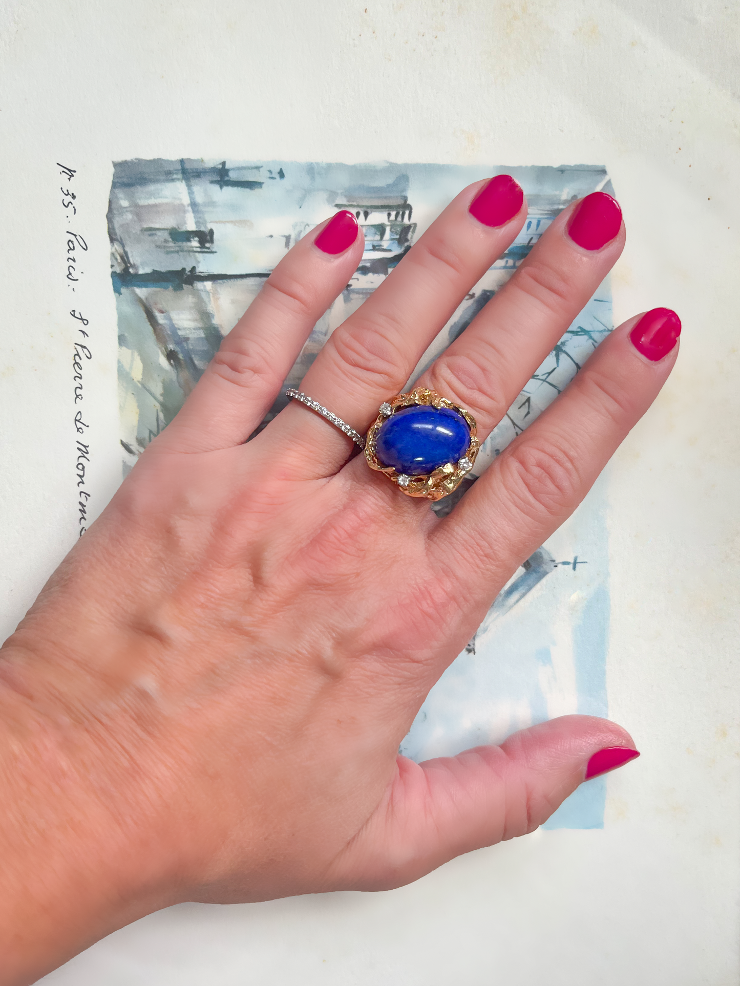 Vintage Lapis Lazuli 18k Gold Ring - Circa 1960s