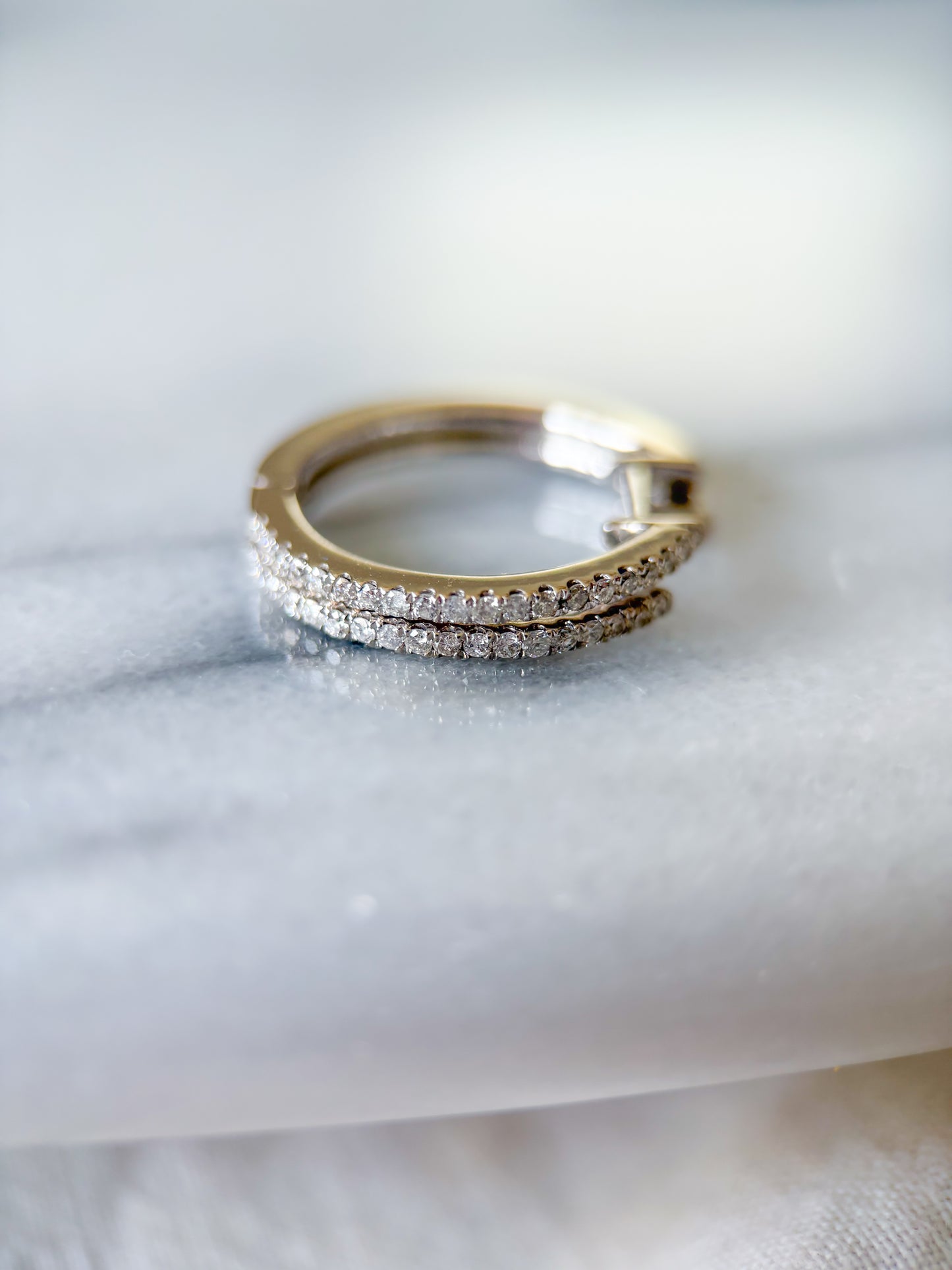 Thin Natural Diamond Huggies 14k White Gold Hoop Earrings