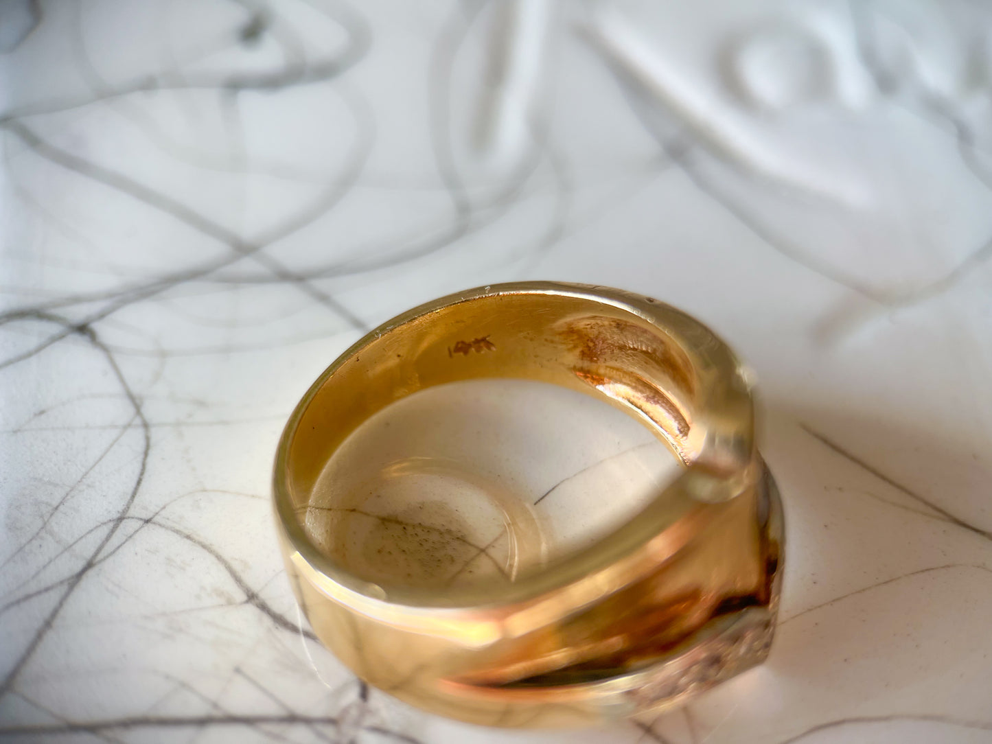 Vintage Natural Diamond 14k Yellow Gold Ring