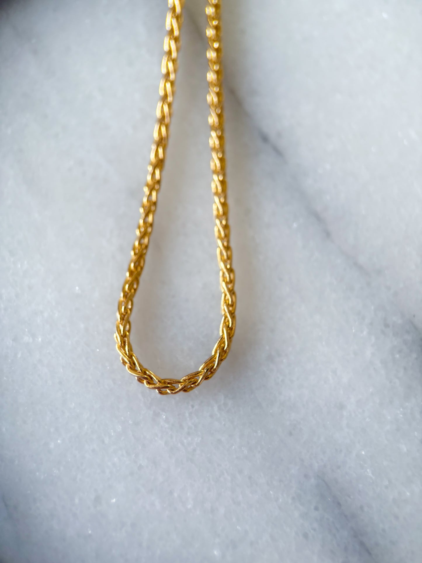 Vintage Wheat Chain 14k Yellow Gold 30 Inch Chain Necklace