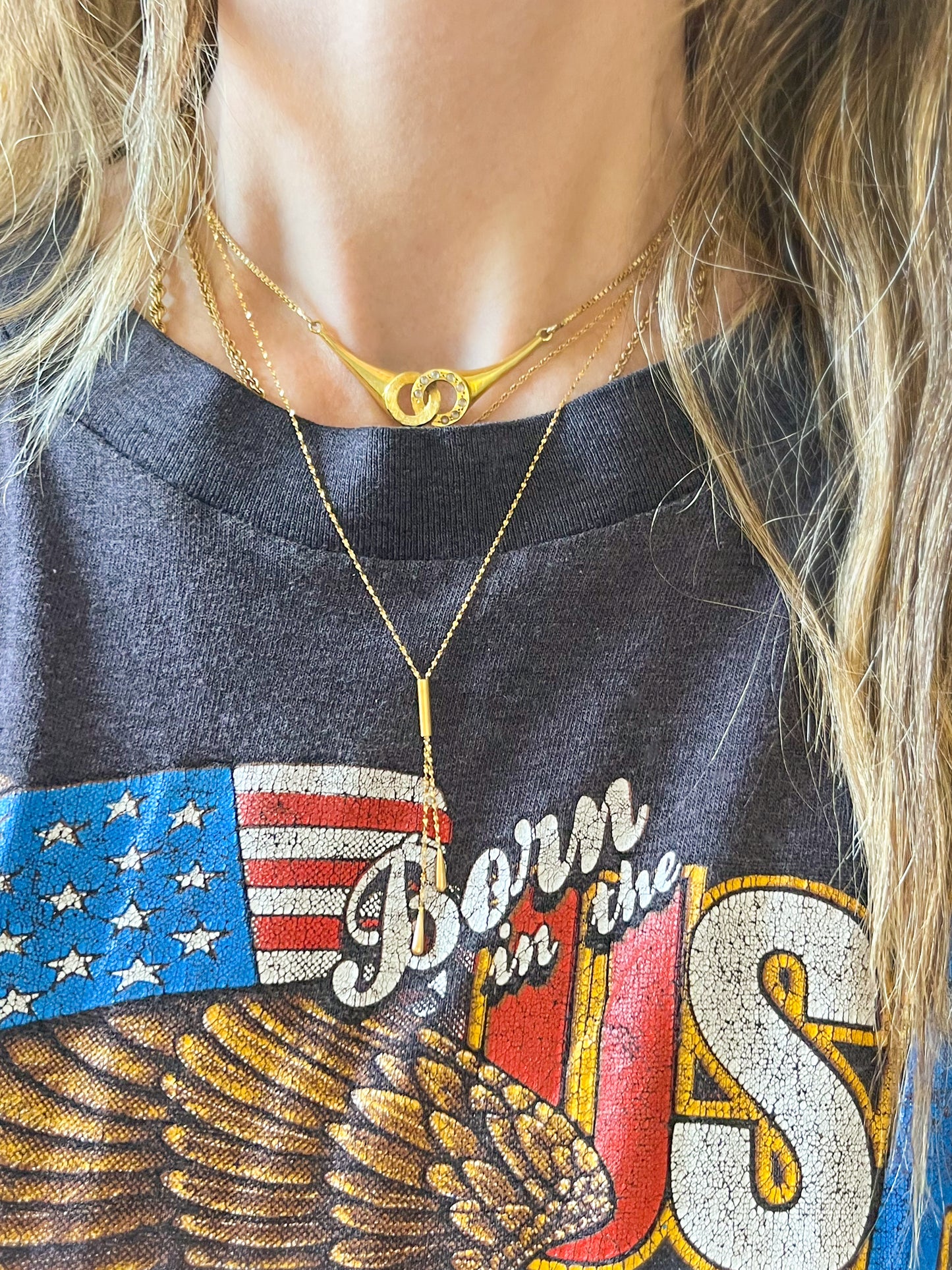 Vintage 14k Yellow Gold Tear Drop Chain Necklace