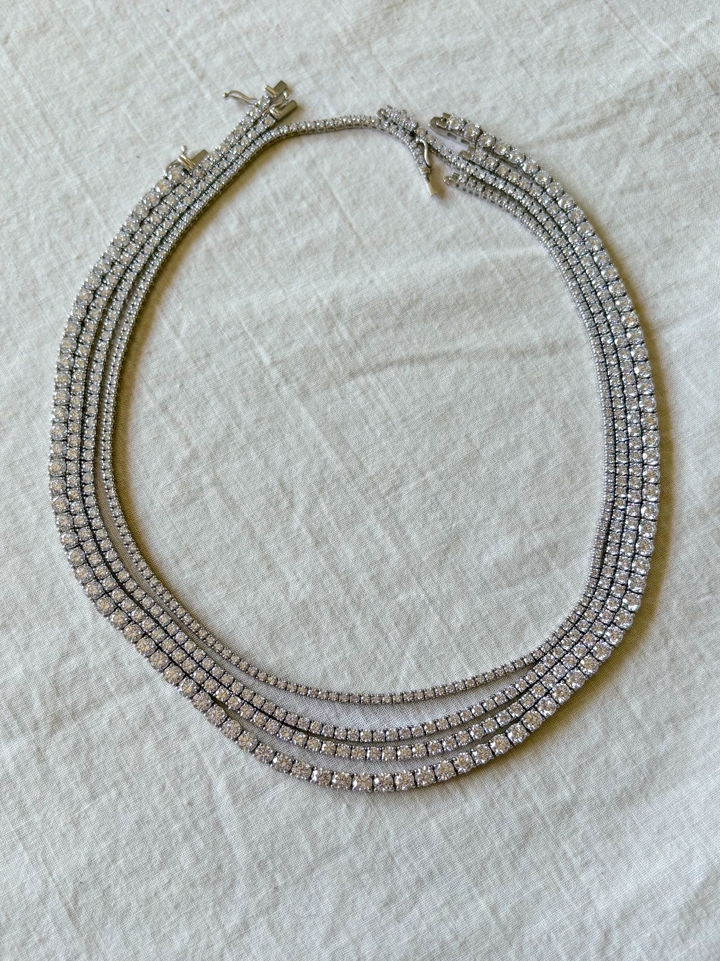 Lab Grown Diamond 14k White Gold 16 Inch Tennis Necklaces - Four Sizes