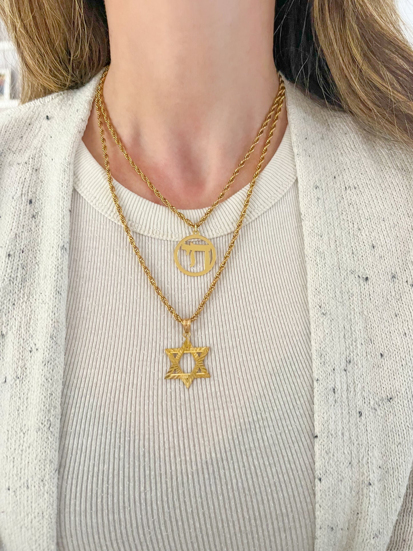 10k Yellow Gold Star of David Charm