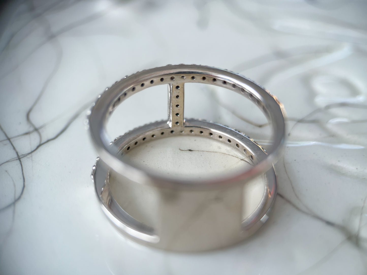 Double Band 14k White Gold Natural Diamond Ring