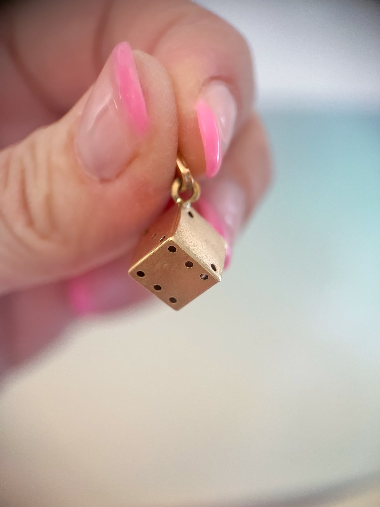 Vintage 3D Dice 14k Yellow Gold Charm