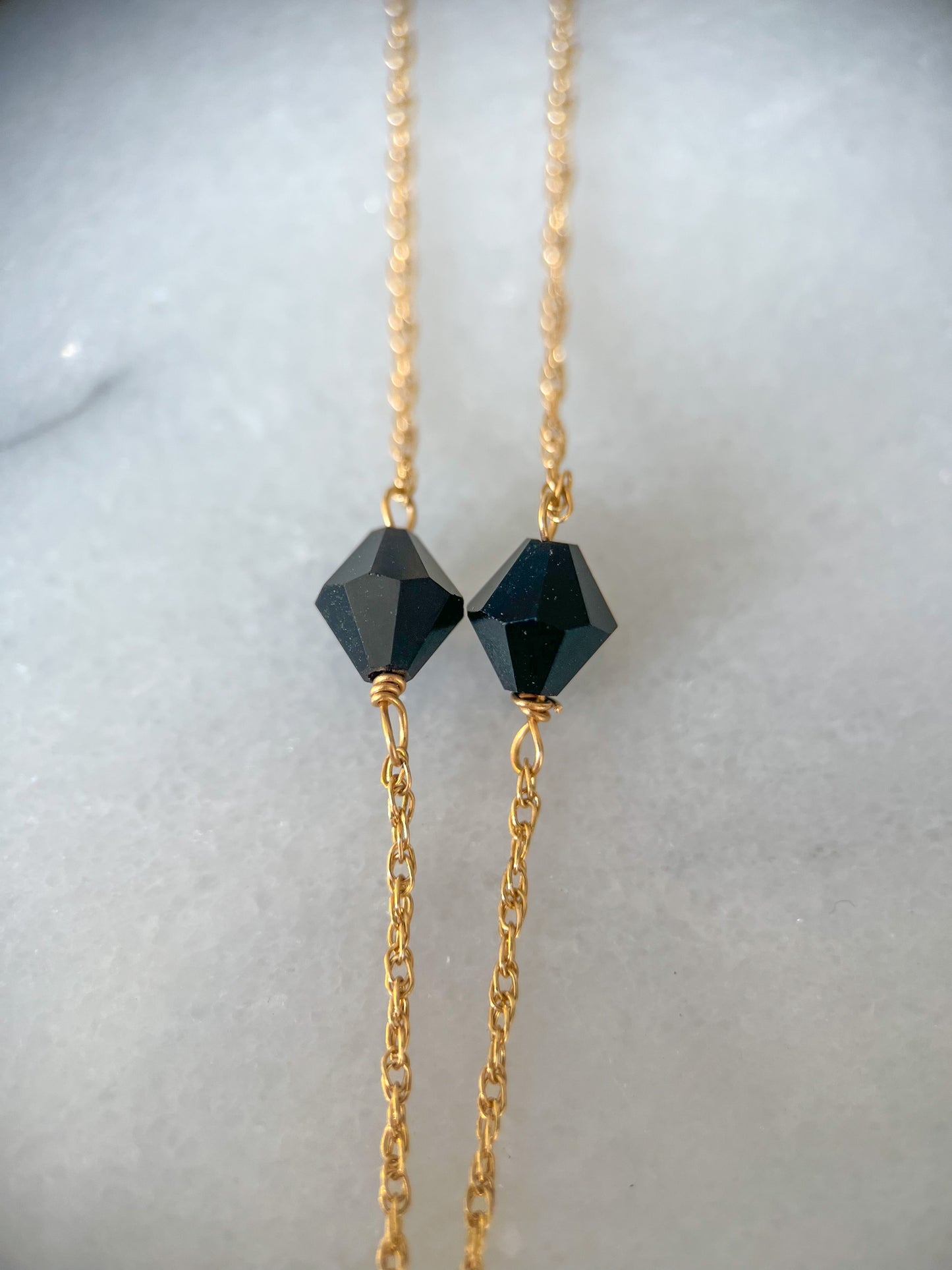 Vintage Onyx Chain 14k Yellow Gold 16 Inch Necklace