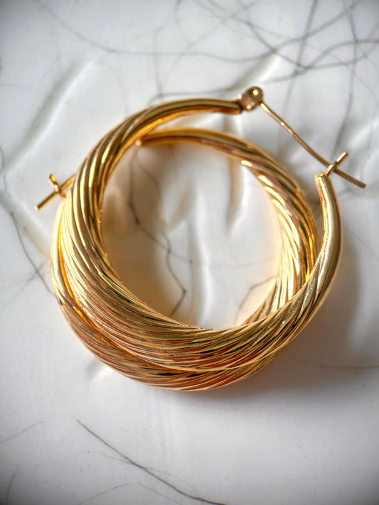 Vintage Twist 14k Yellow Gold Hoops