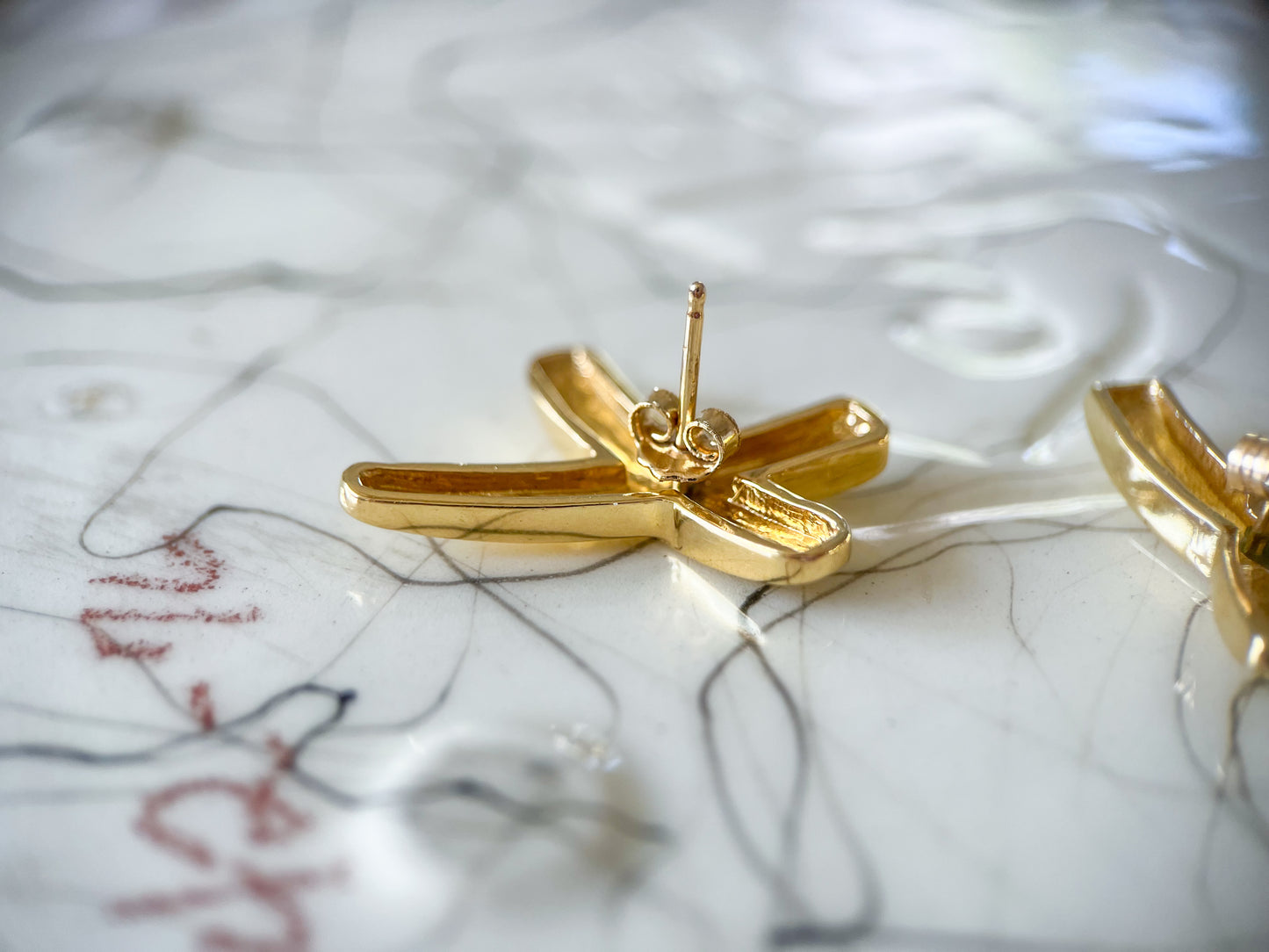 Vintage X Shaped 14k Yellow Gold Stud Earrings