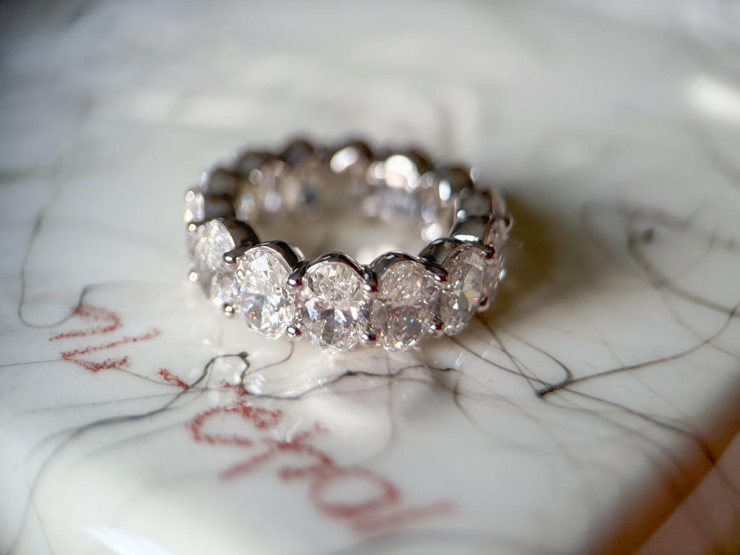 Lab Grown Diamond 14k White Gold Oval 10 Carat Eternity Band