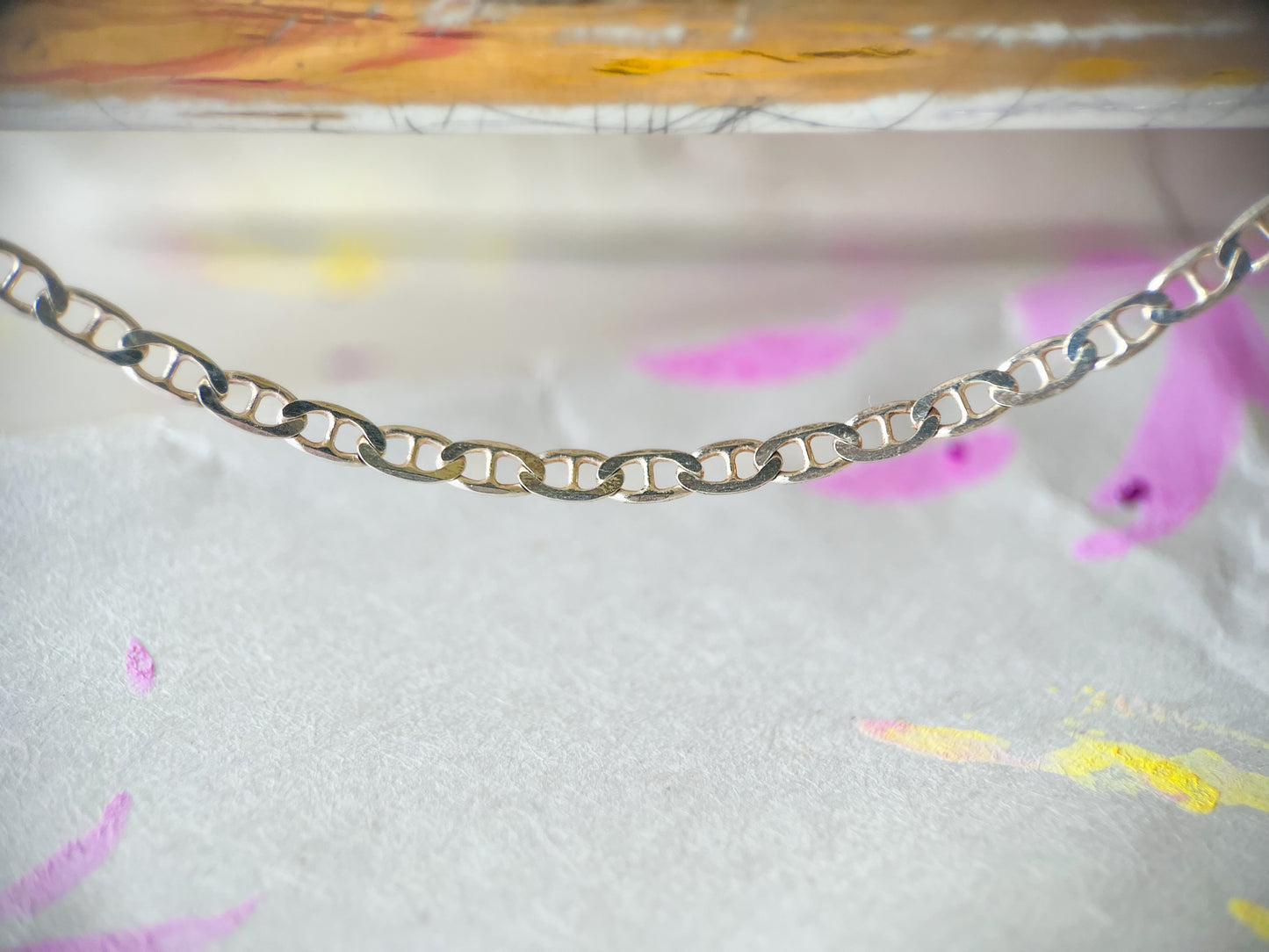 Vintage Flat Mariner Sterling Silver 20 Inch Chain Necklace