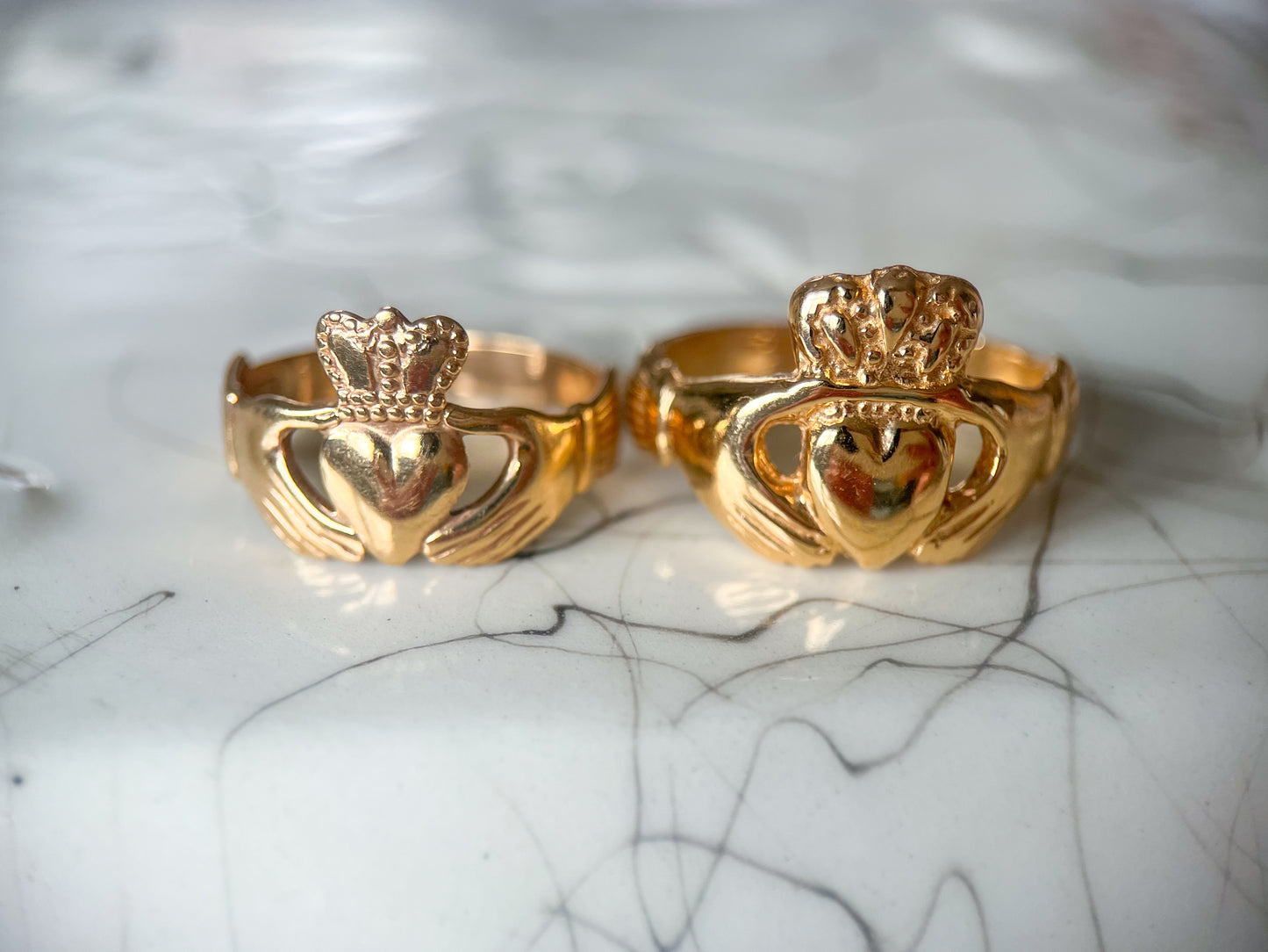 Vintage Claddagh Irish Heart Ring in 9k and 14k Yellow Gold