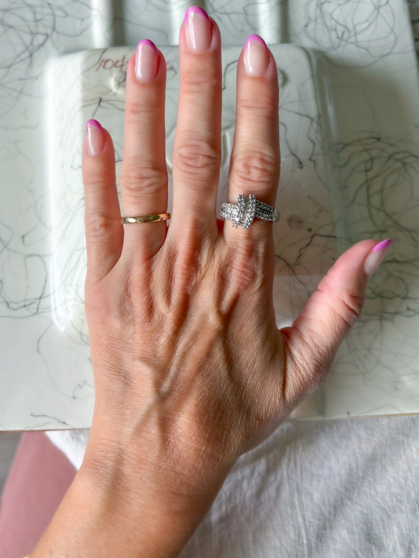 Vintage Knot Natural Diamond 14k White Gold Ring