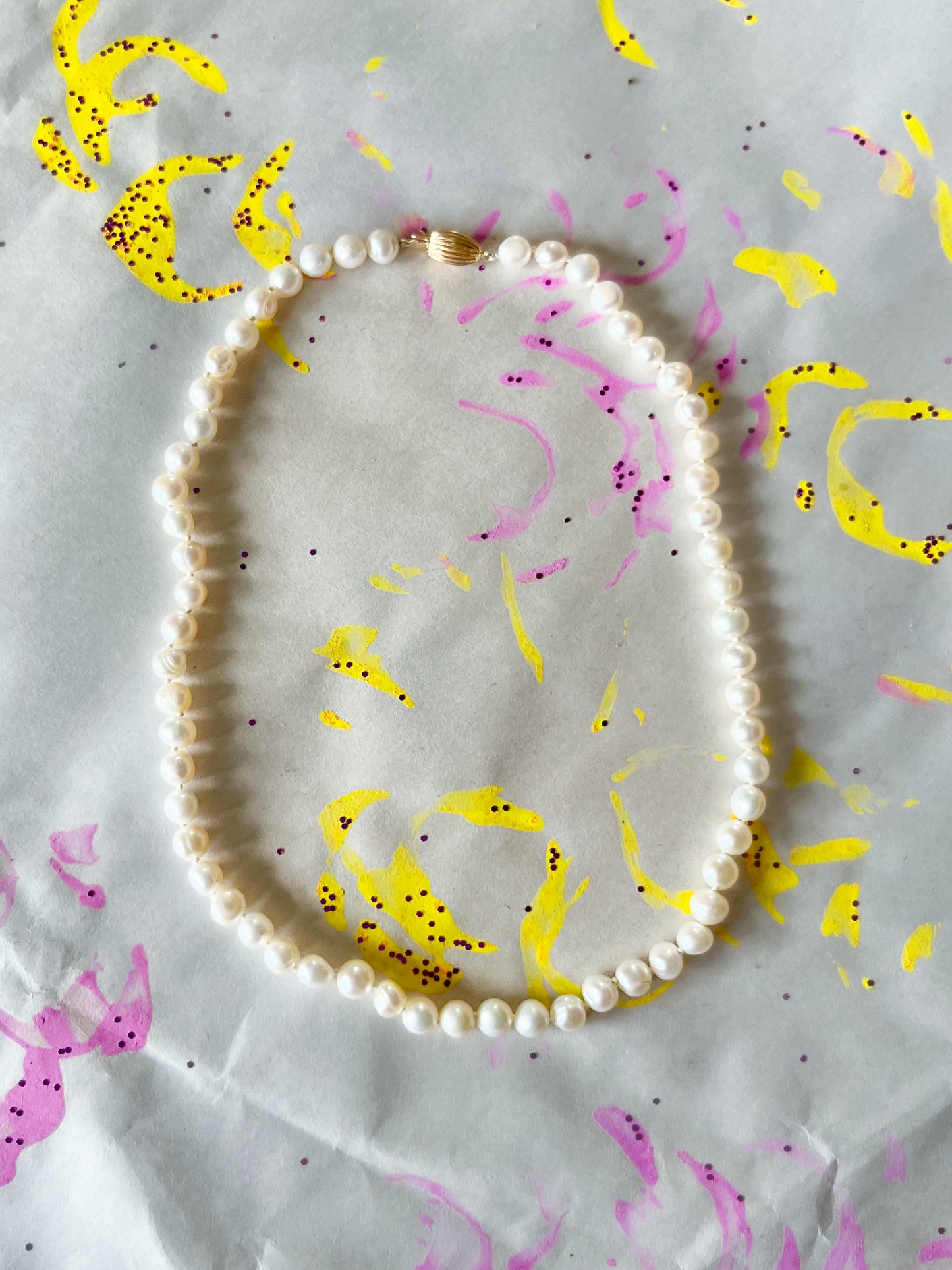Vintage Pearl 14k Yellow Gold 16 Inch Necklace