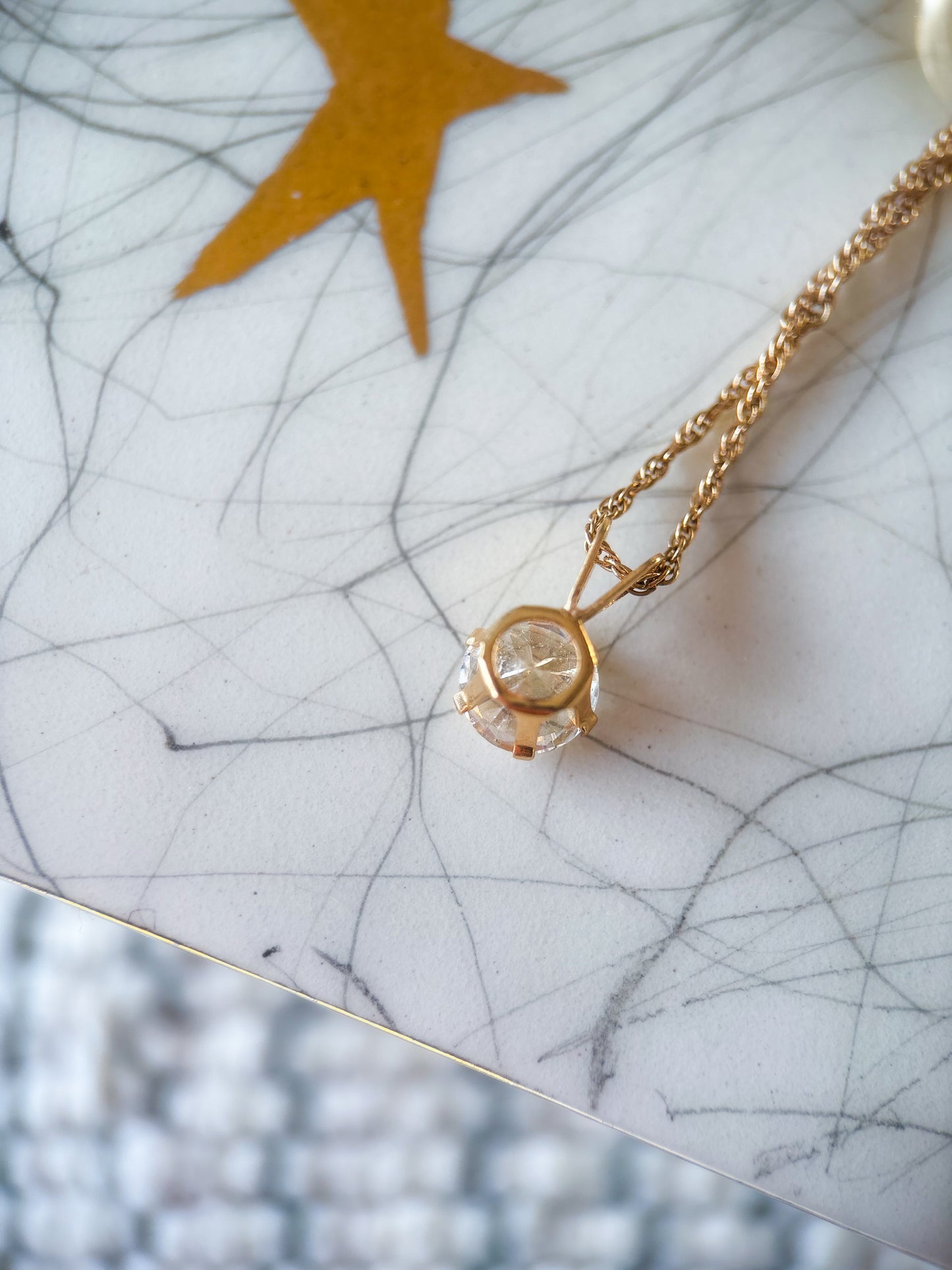 Round CZ 14k Yellow Gold Charm