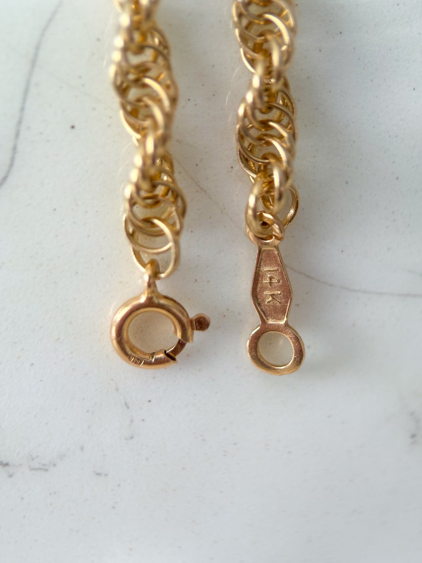 Vintage Open Rope Chain 14k Yellow Gold 25 Inch Chain Necklace