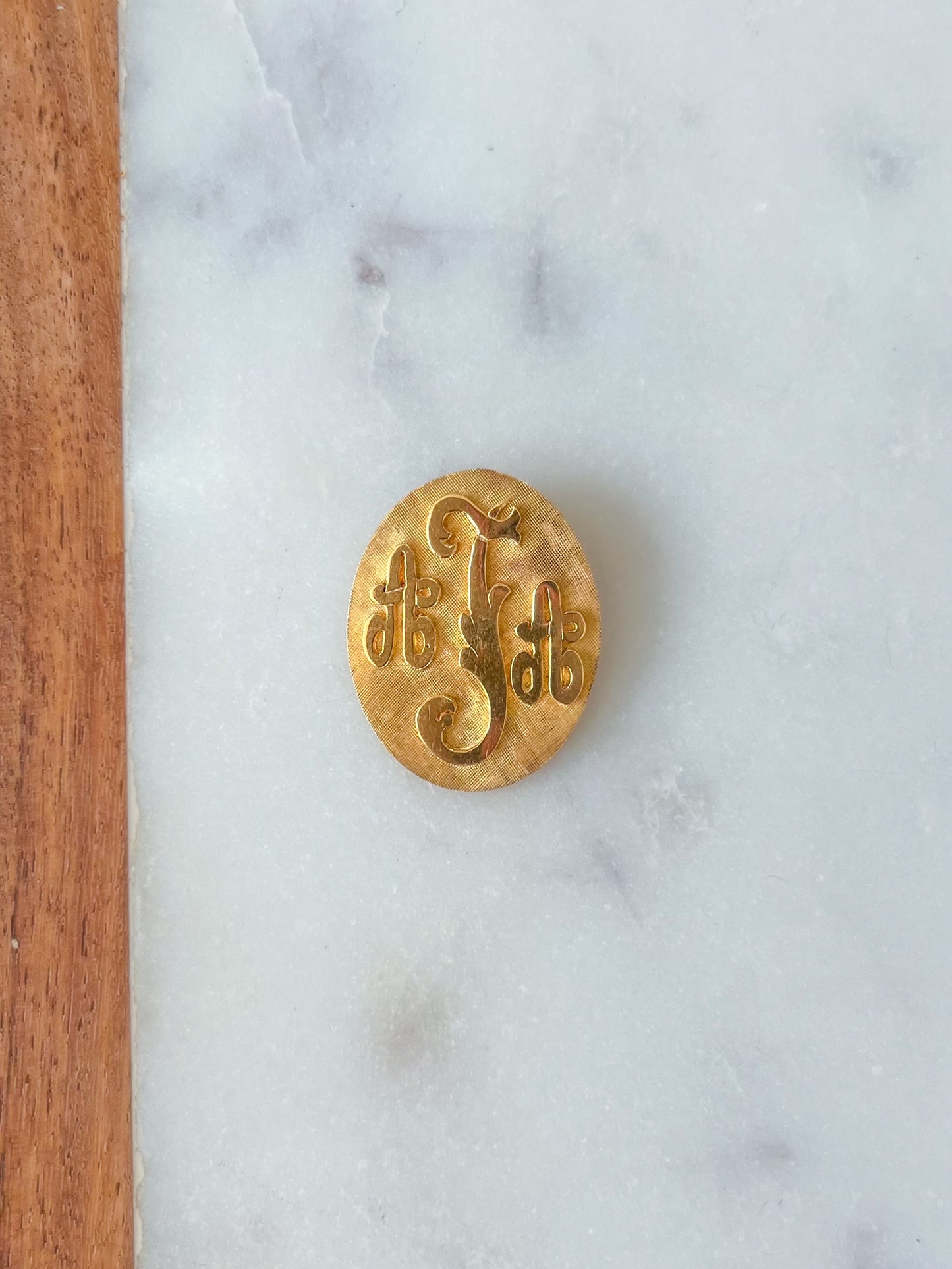 Vintage "AAT" Initial 14k Yellow Gold Pin and Pendant, circa 1980