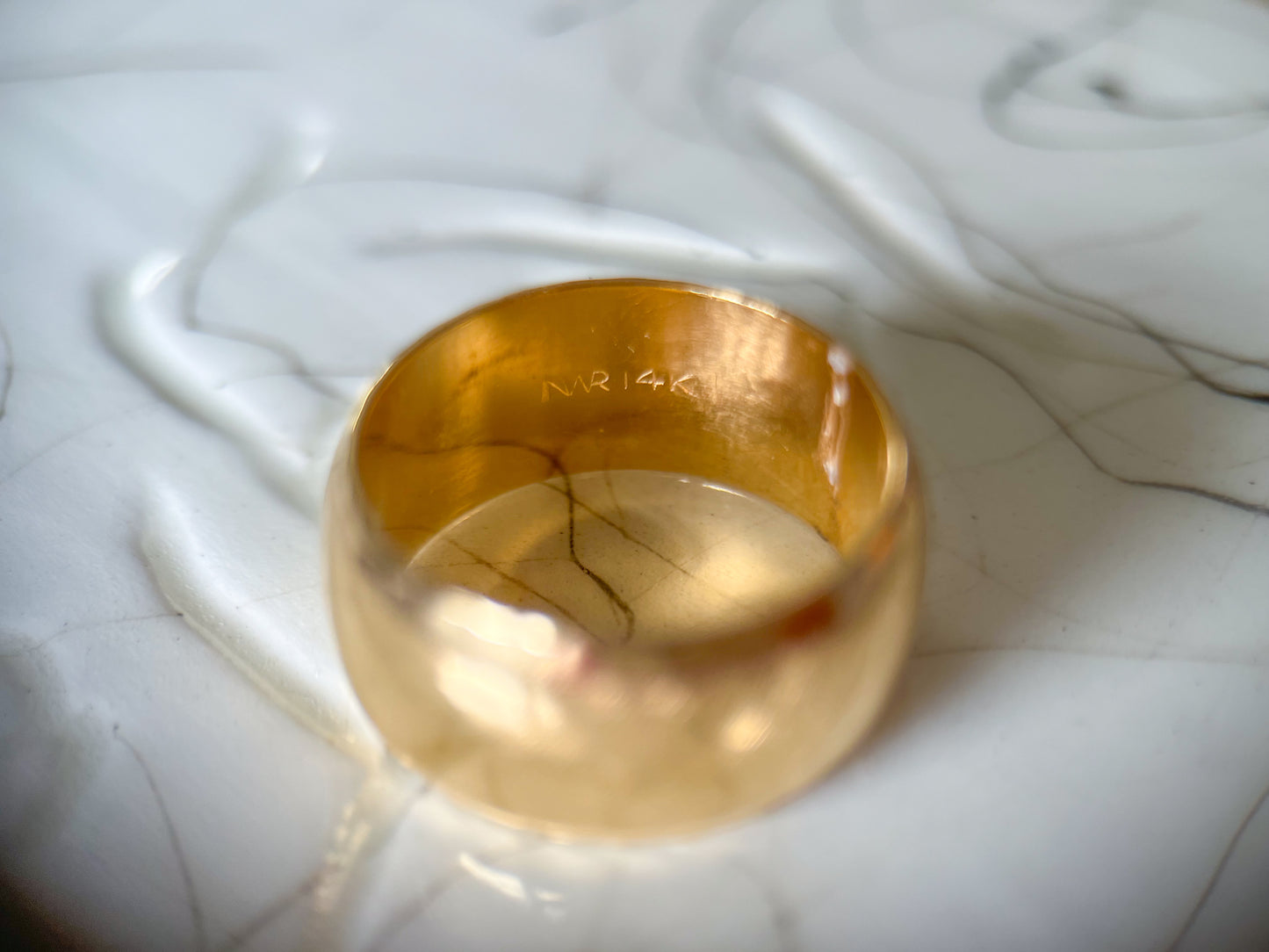 Vintage 14k Yellow Gold Chunky Etched Band Ring