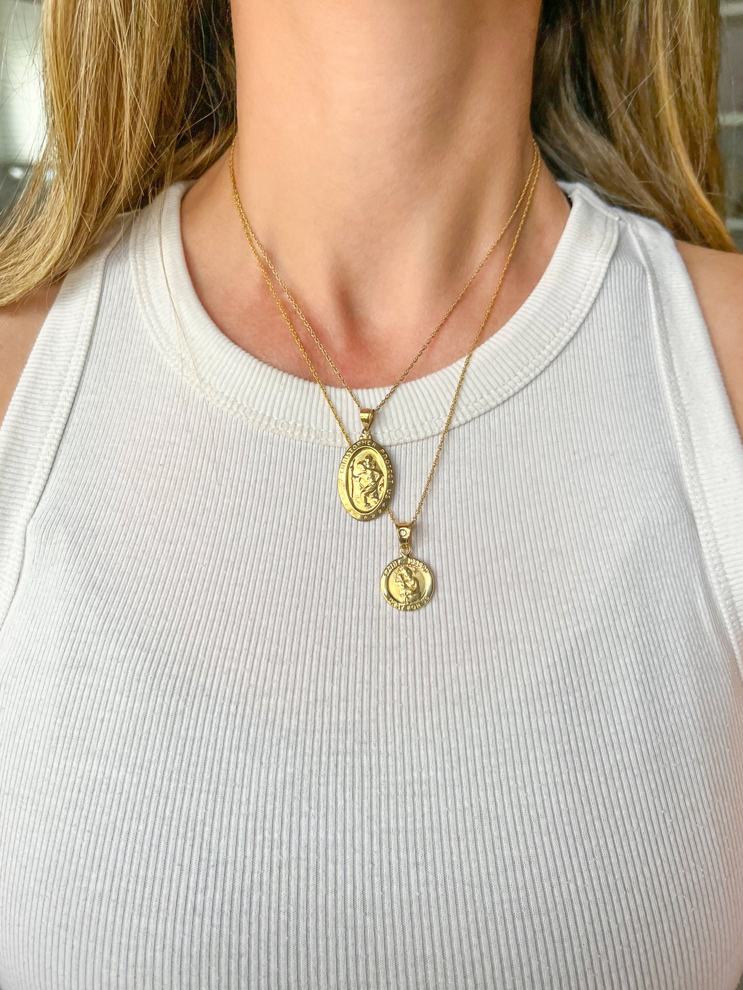 Saint Christopher 10k Yellow Gold Oval Charm