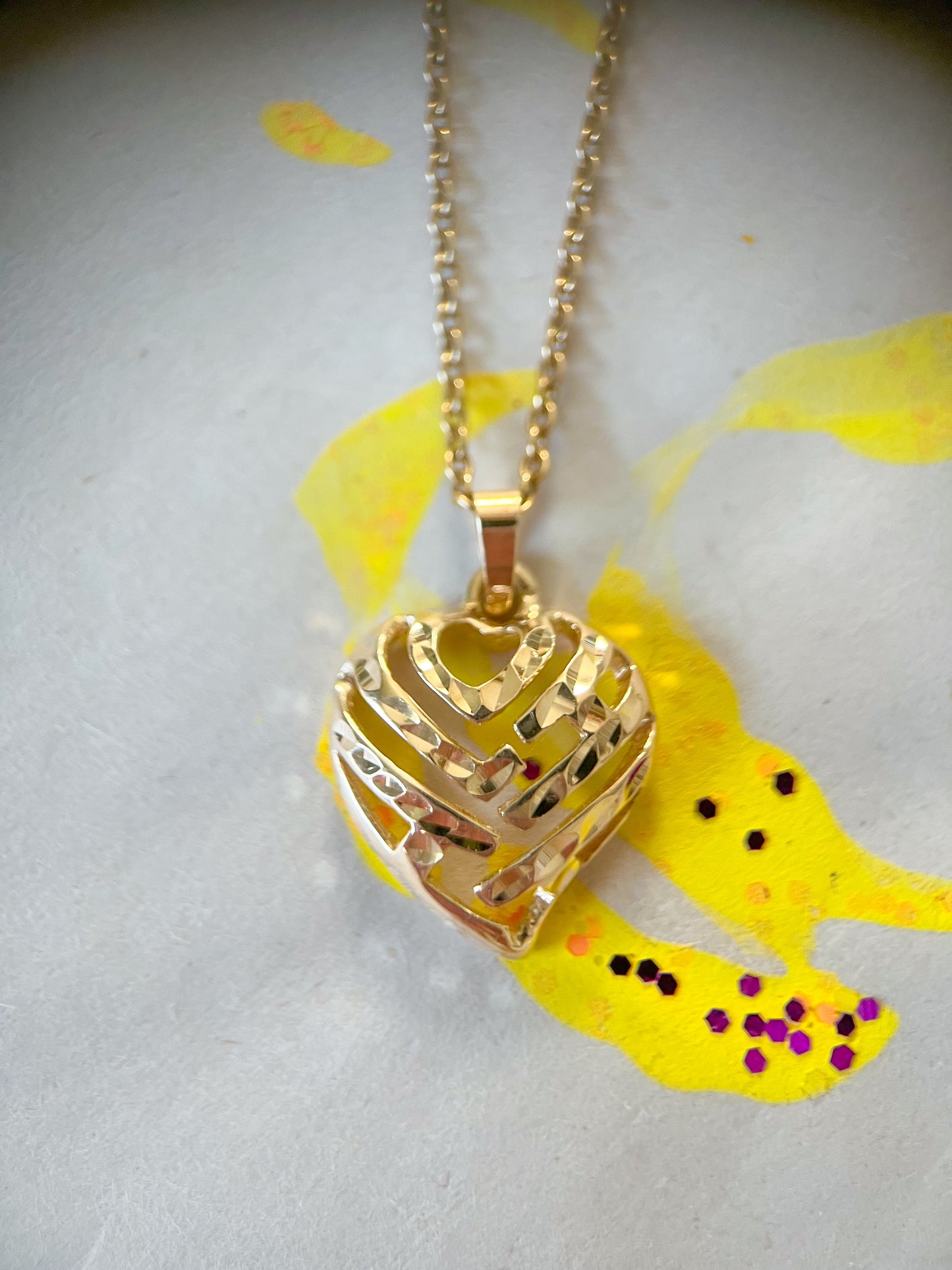 Vintage "Aloha" Open Heart 14k Yellow Gold Charm