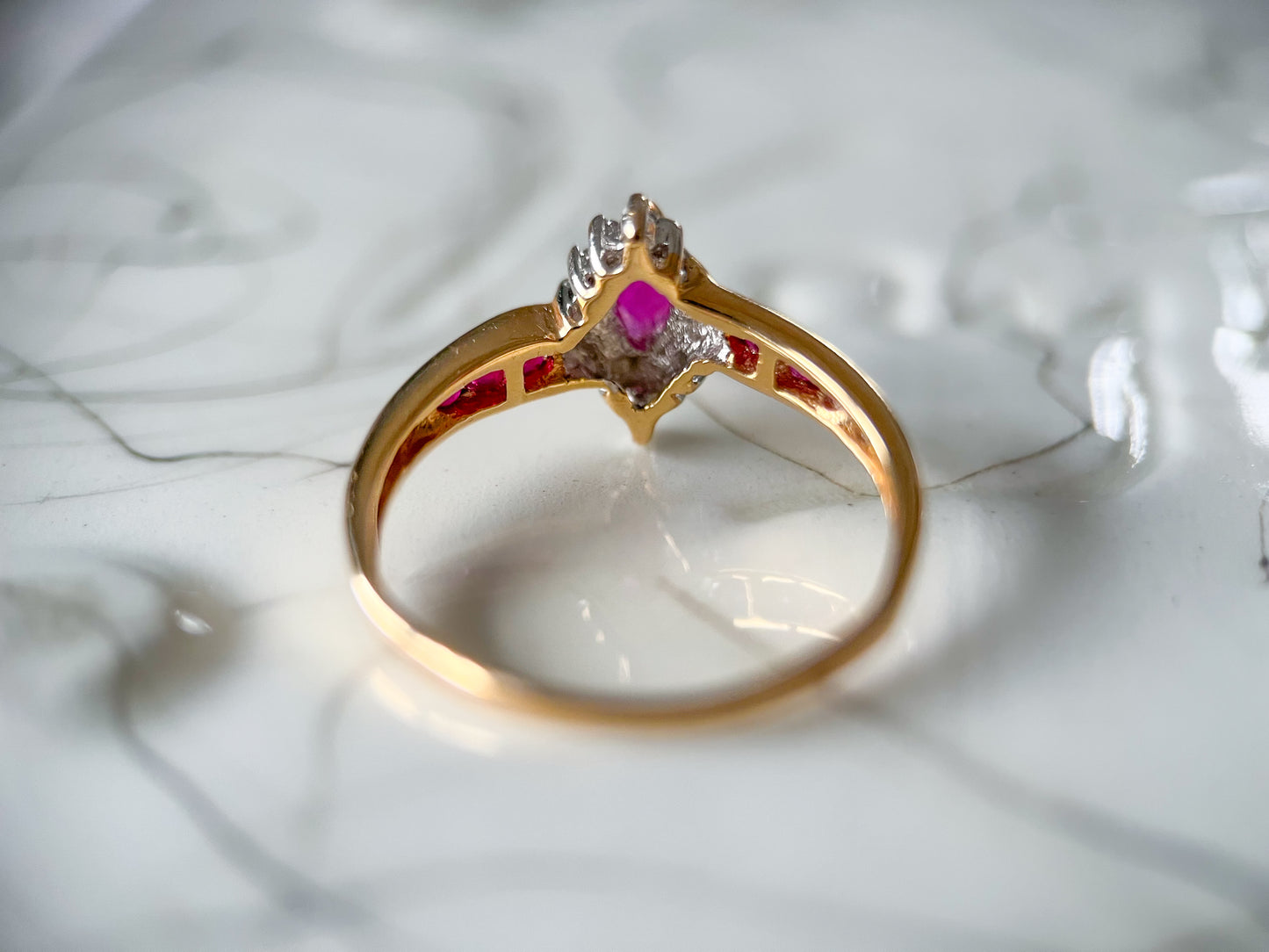Vintage Natural Ruby and Diamond 14k Yellow Gold Ring