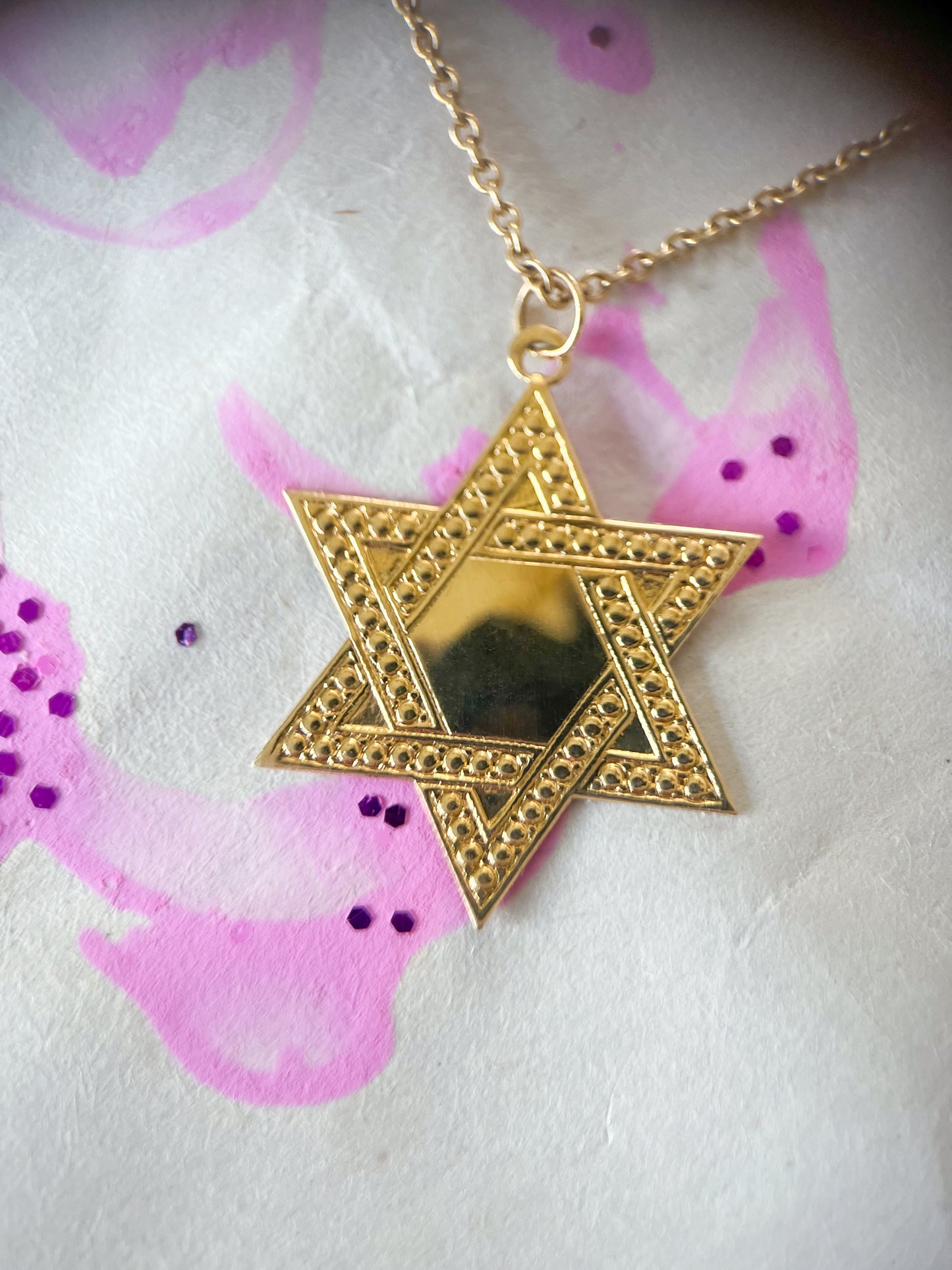 Two Vintage Star of David Charms 14k Yellow Gold Pendants