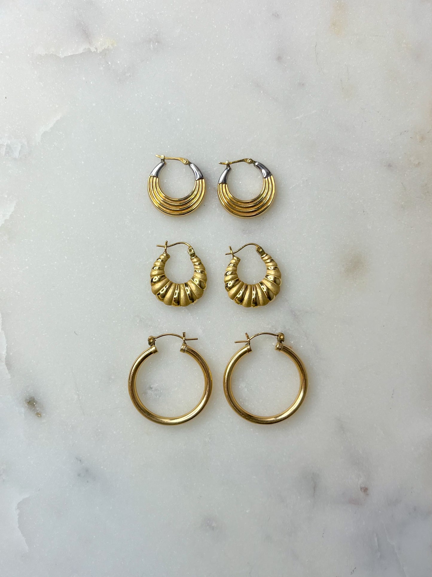 Vintage Large Tube 14k Yellow Gold Hoop Earrings