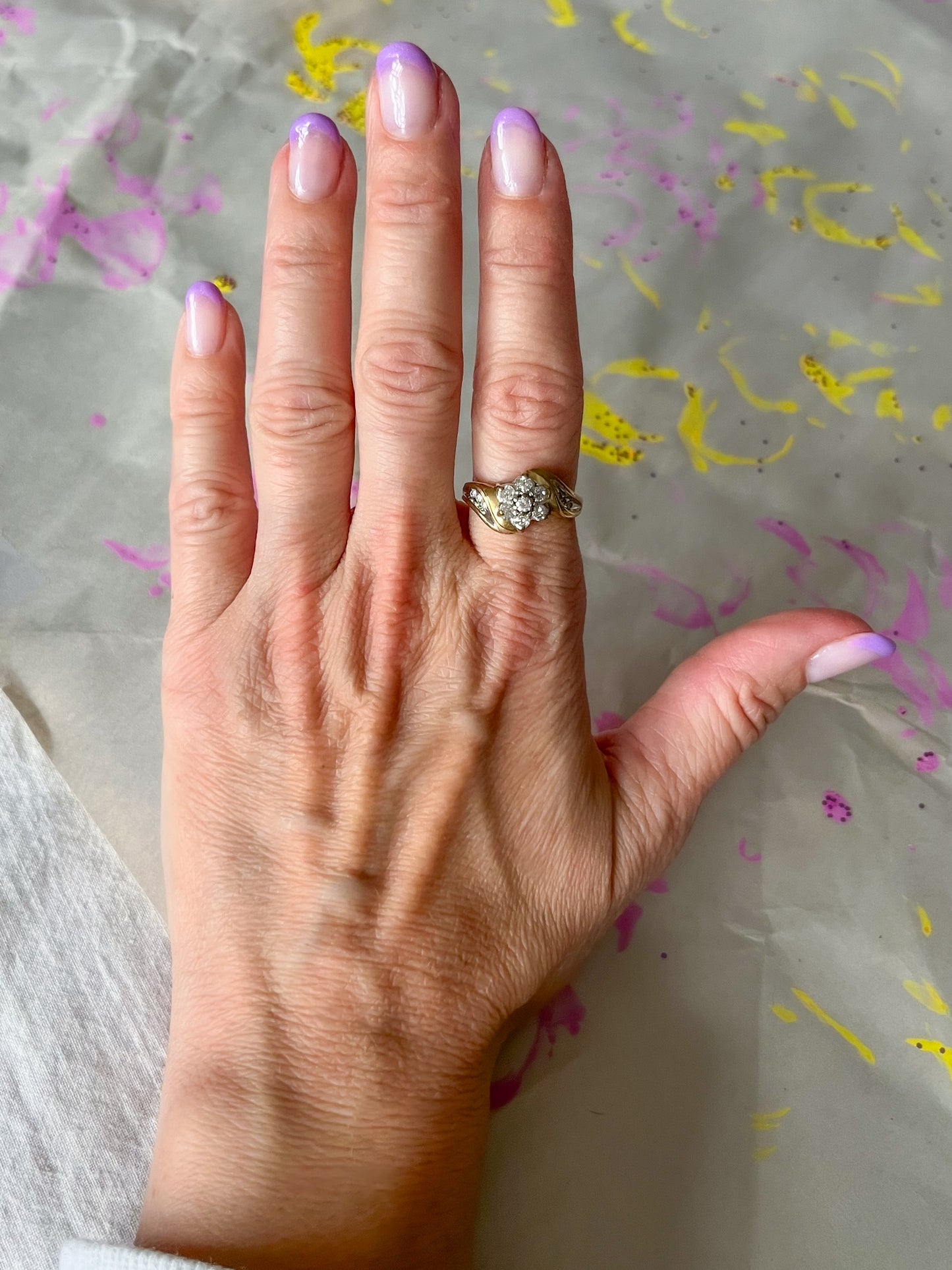 Vintage Natural Diamond Flower 10k Yellow Gold Ring