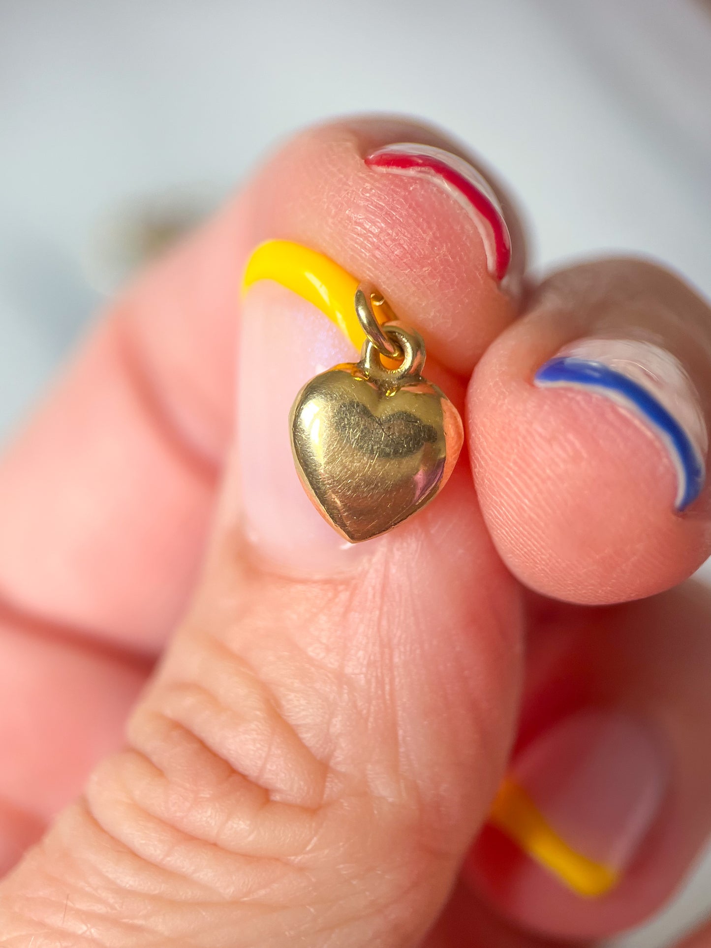 Vintage Mini Shiny Puffy Heart 14k Yellow Gold Charm