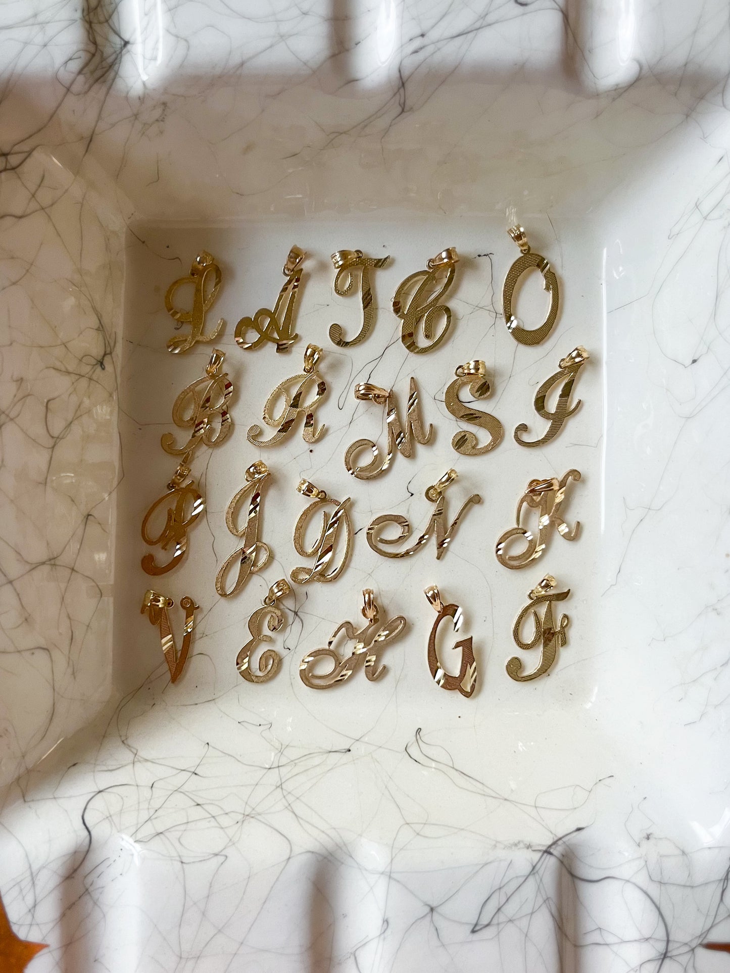 10k Yellow Gold Simple Initial Letter Charms