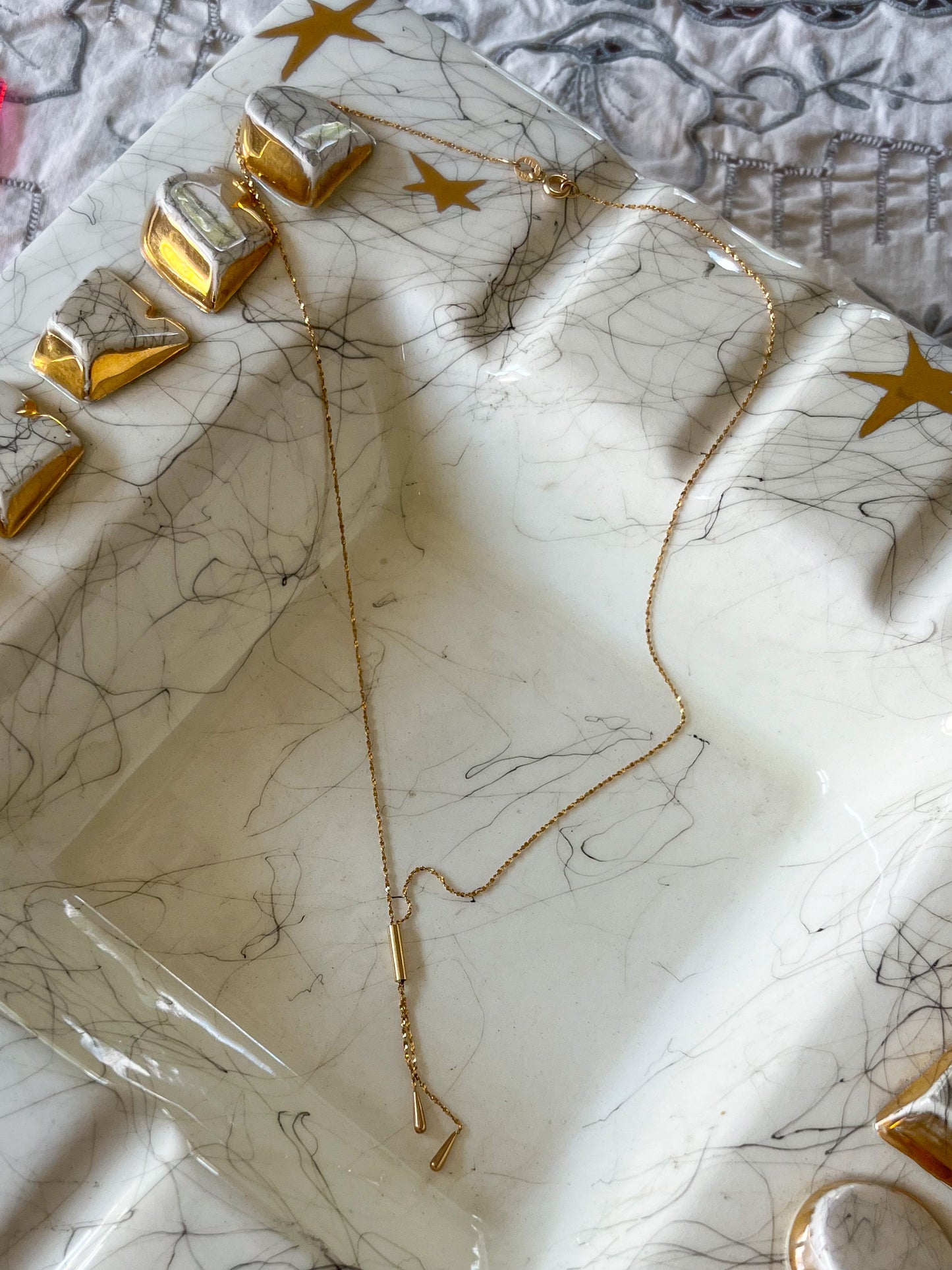 Vintage 14k Yellow Gold Tear Drop Chain Necklace