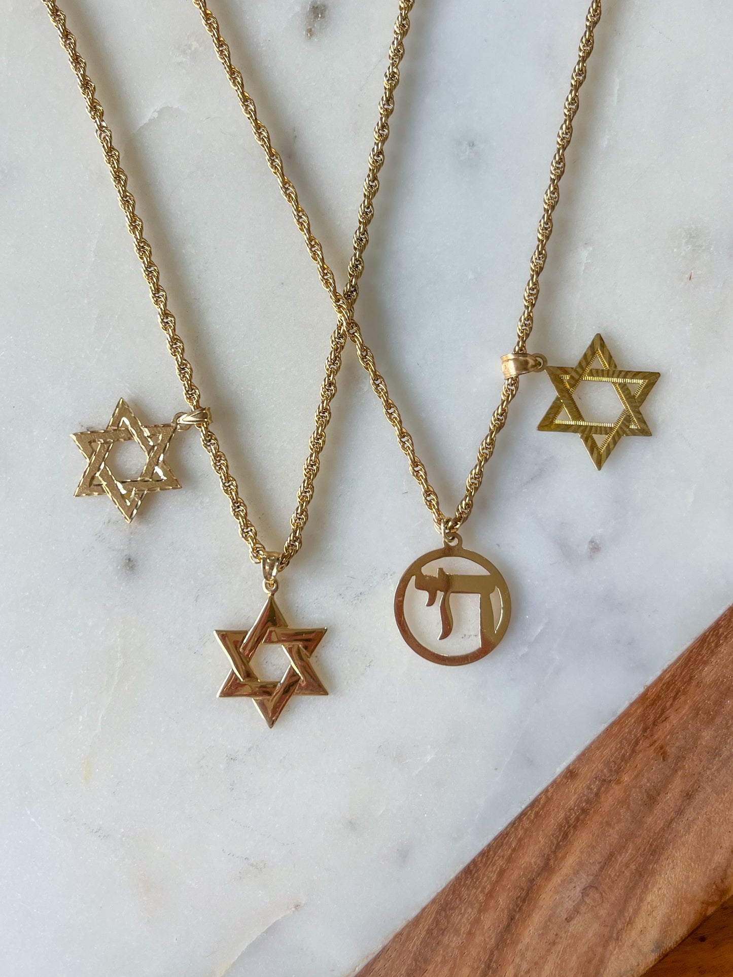 14k Yellow Gold Star of David Charm