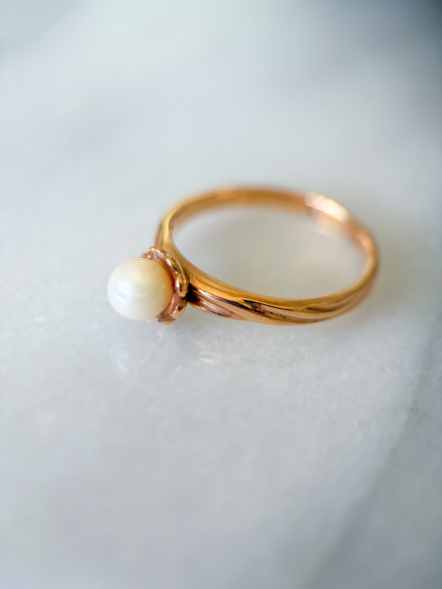 Vintage Natural Pearl 14k Yellow Gold Ring