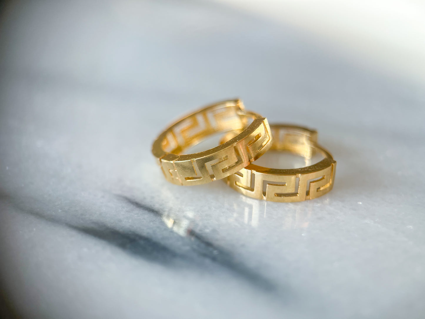 14k Yellow Gold Greek Style Huggies