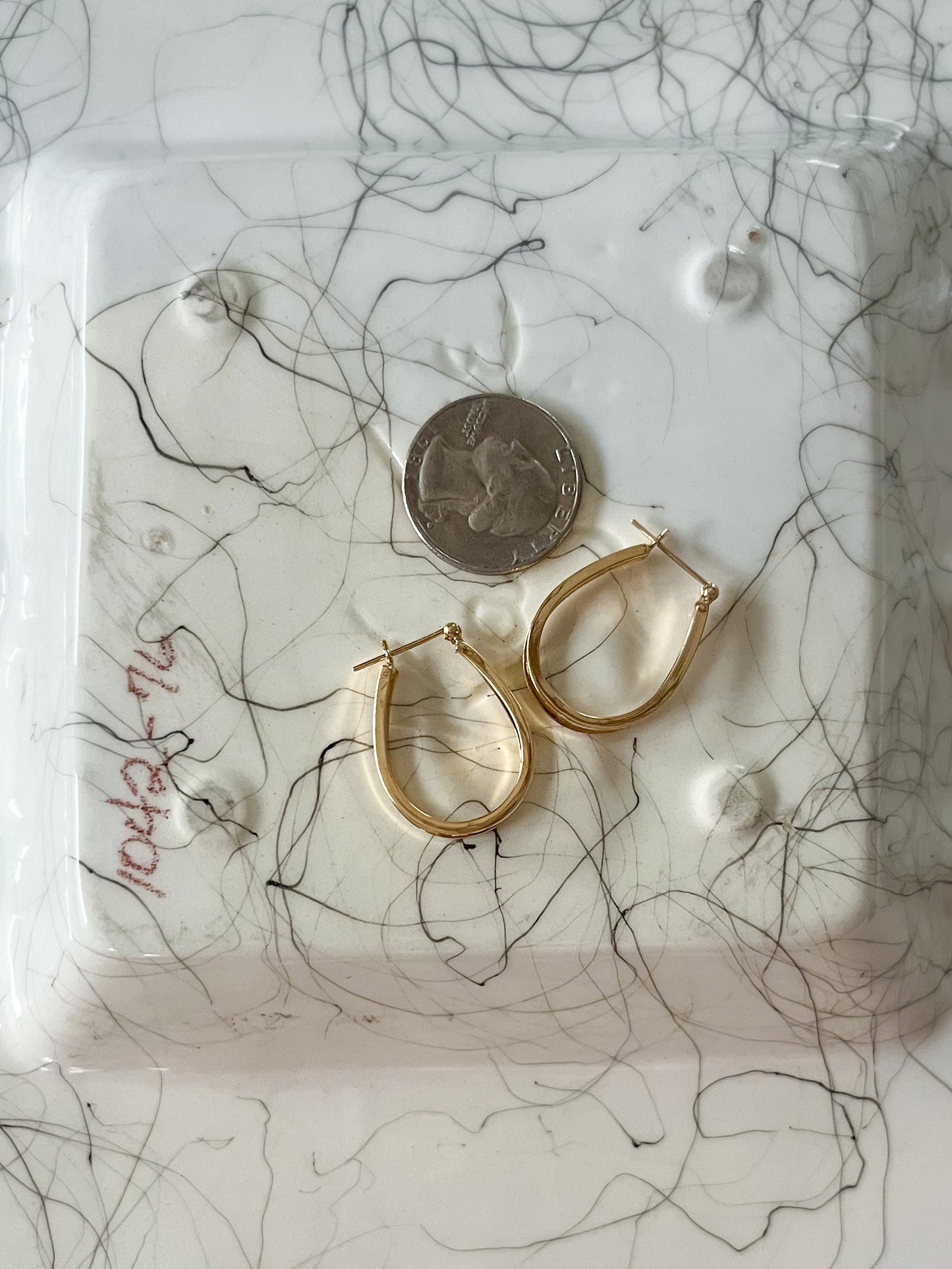 Vintage Oval Double Hoop 14k Yellow Gold Earrings