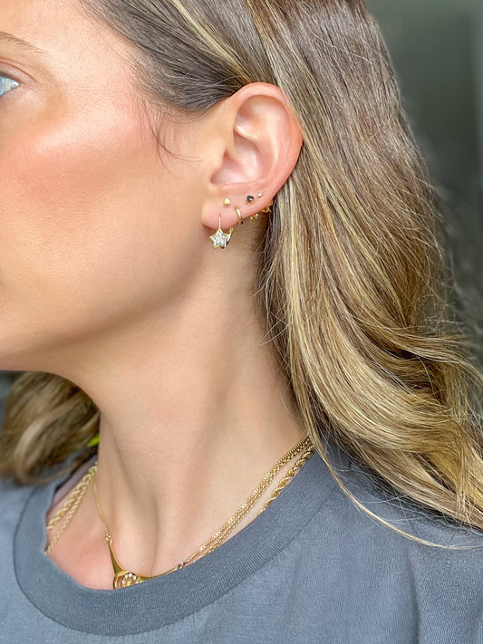 Vintage Star 14k White and Yellow Gold Drop Earrings