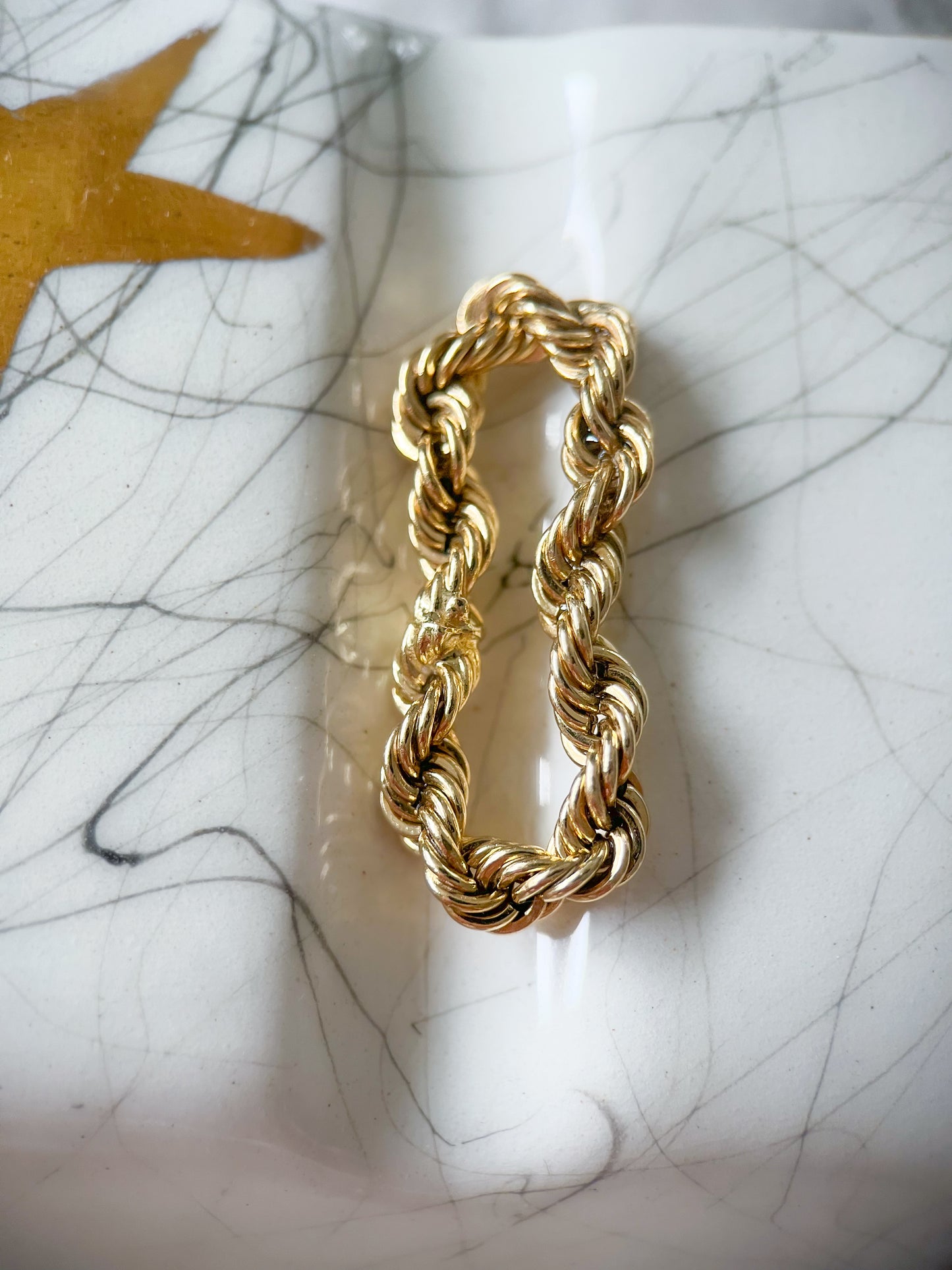 Vintage Rope Chain 14k Yellow Gold Ring