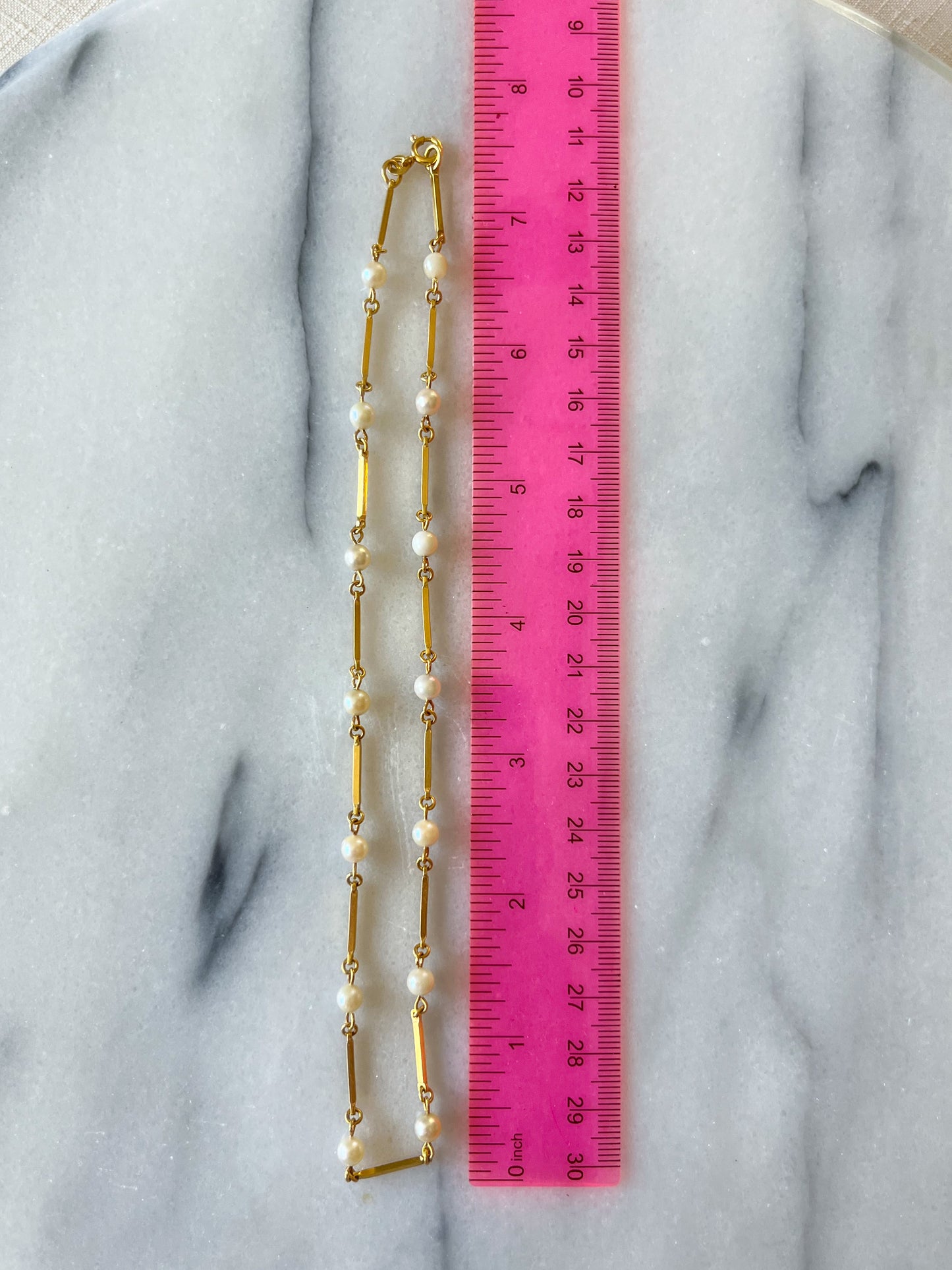 Vintage Pearl and Chain Necklaces in 14k and 18k Yellow Gold