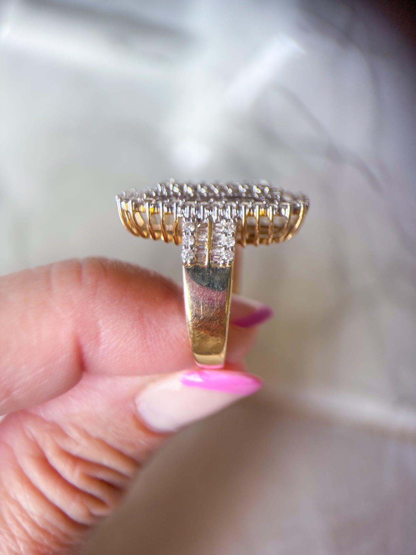 Vintage Natural Diamond 14k Yellow Gold Statement Ring