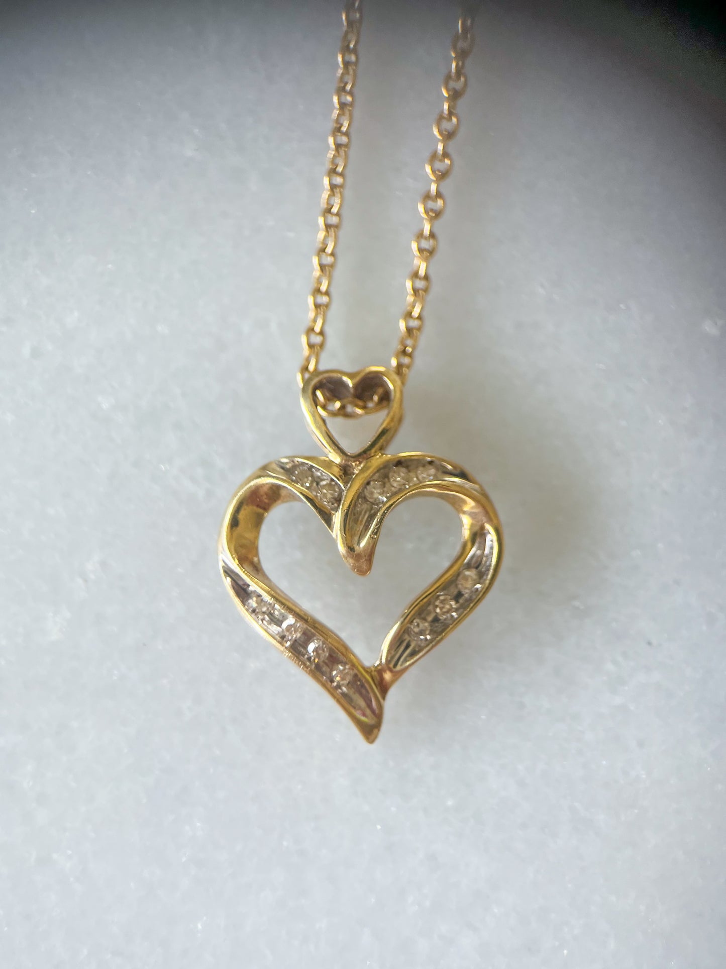 Vintage Natural Diamond Heart 10k Yellow Gold Charm